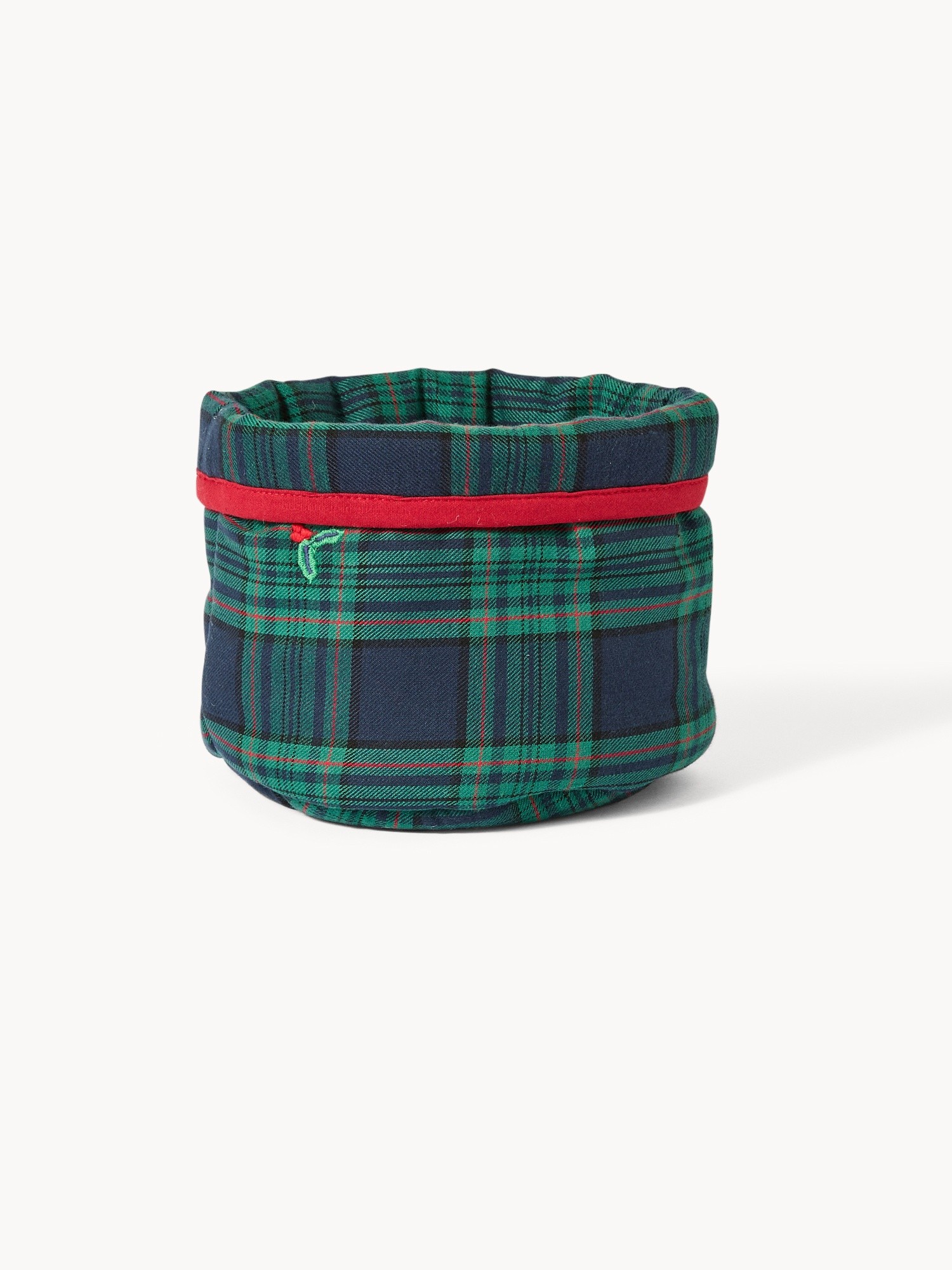 Cestino da cucina in twill di cotone con ricami agrifoglio, Blu, large image number 0