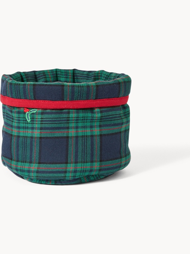 Cestino da cucina in twill di cotone con ricami agrifoglio