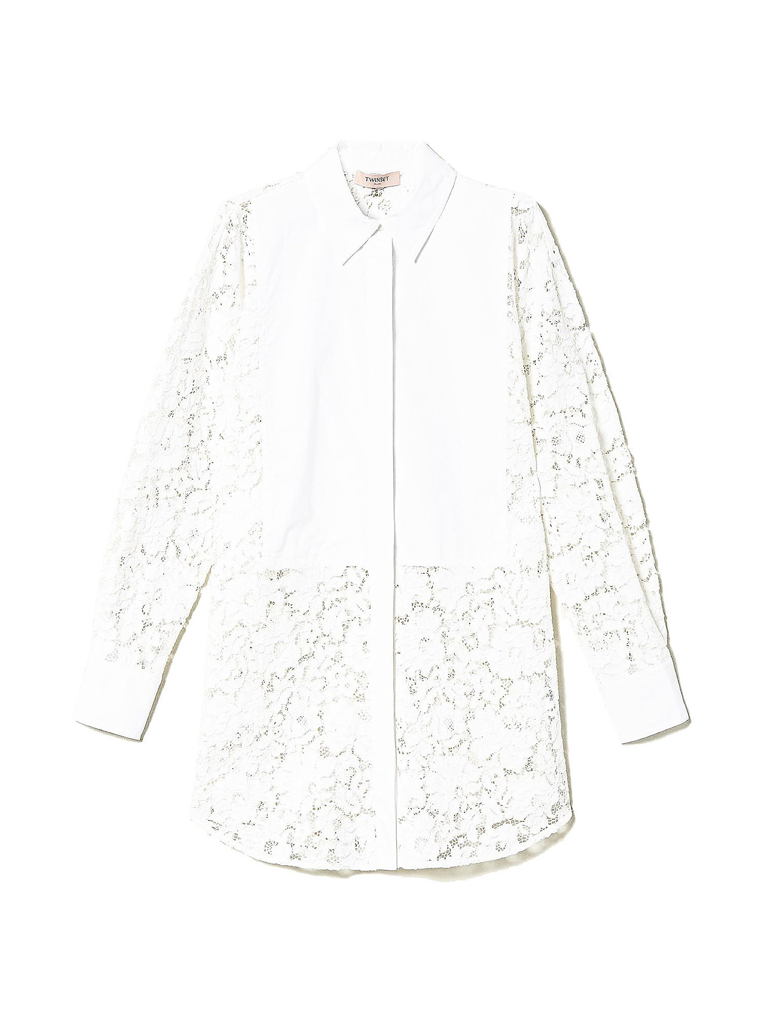 Macramé lace shirt, White, large image number 0