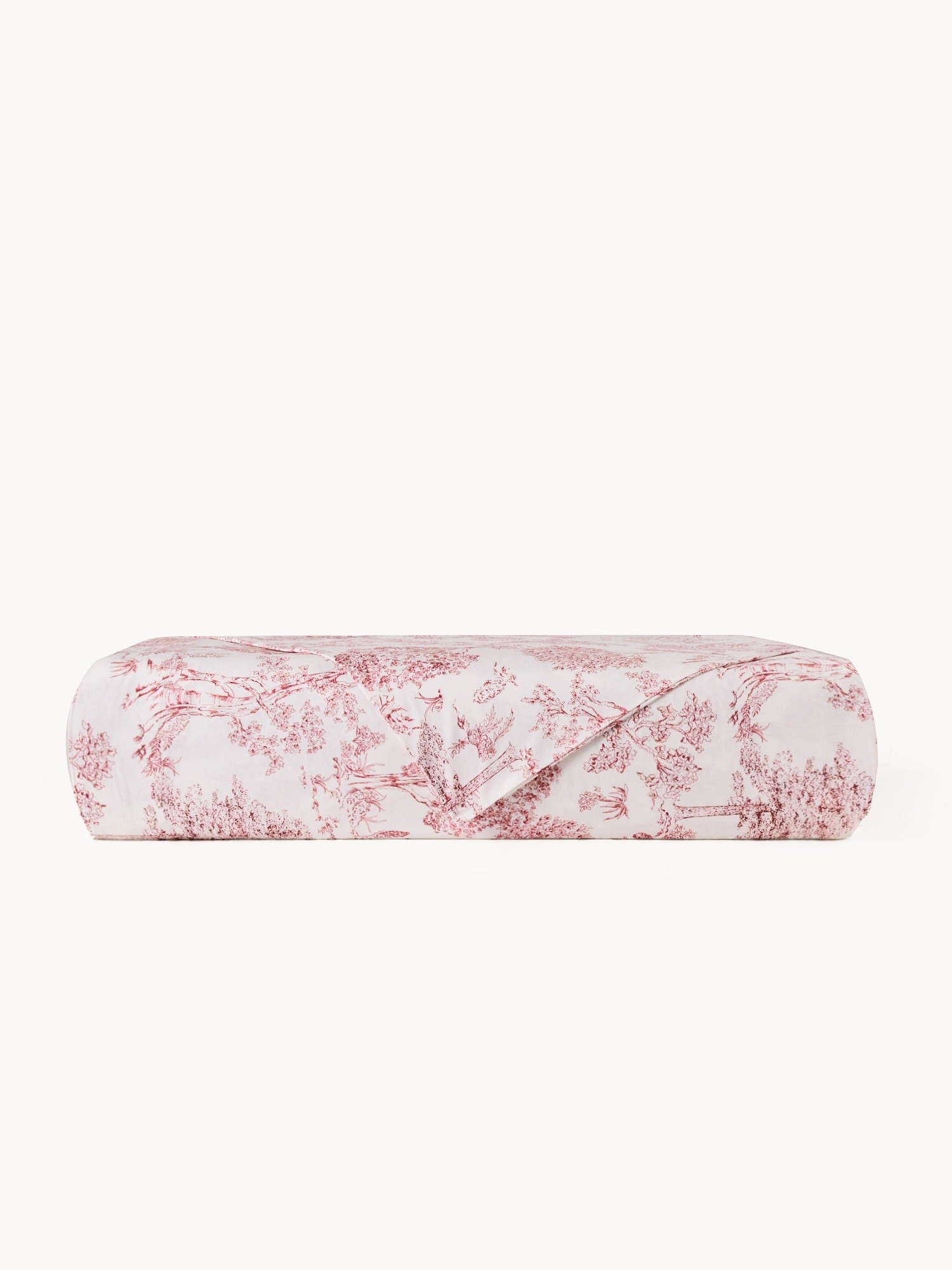Cotton percale duvet cover,Toile de Jouy pattern, Bianco/Rosso, large image number 0