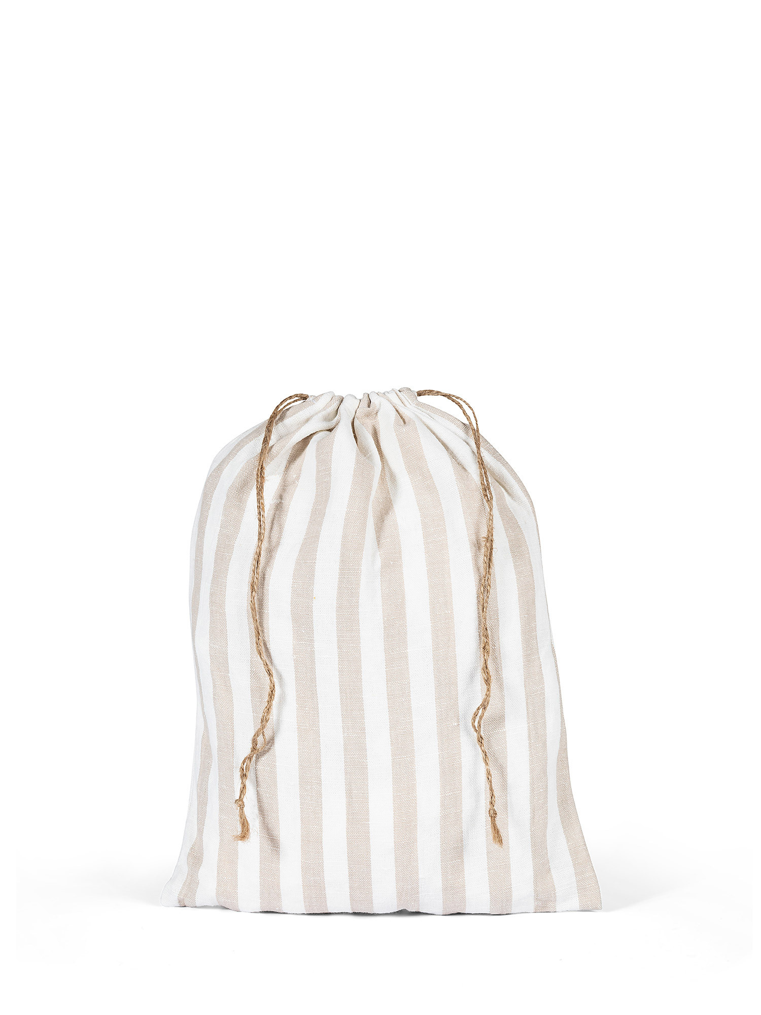 Striped linen and cotton bag, Beige, large image number 0
