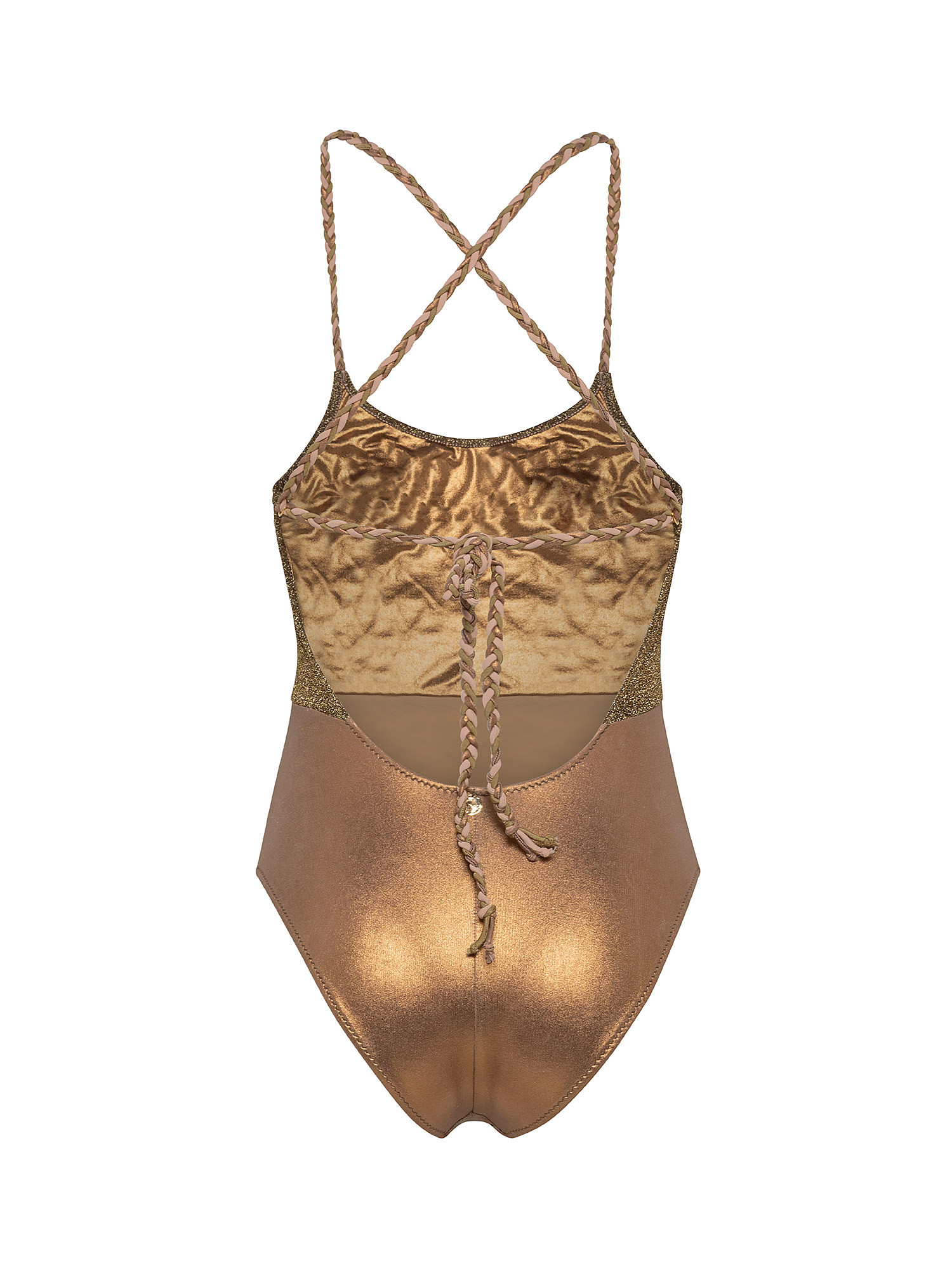 Dual fabric one piece swimwuit, White/Gold, large image number 1
