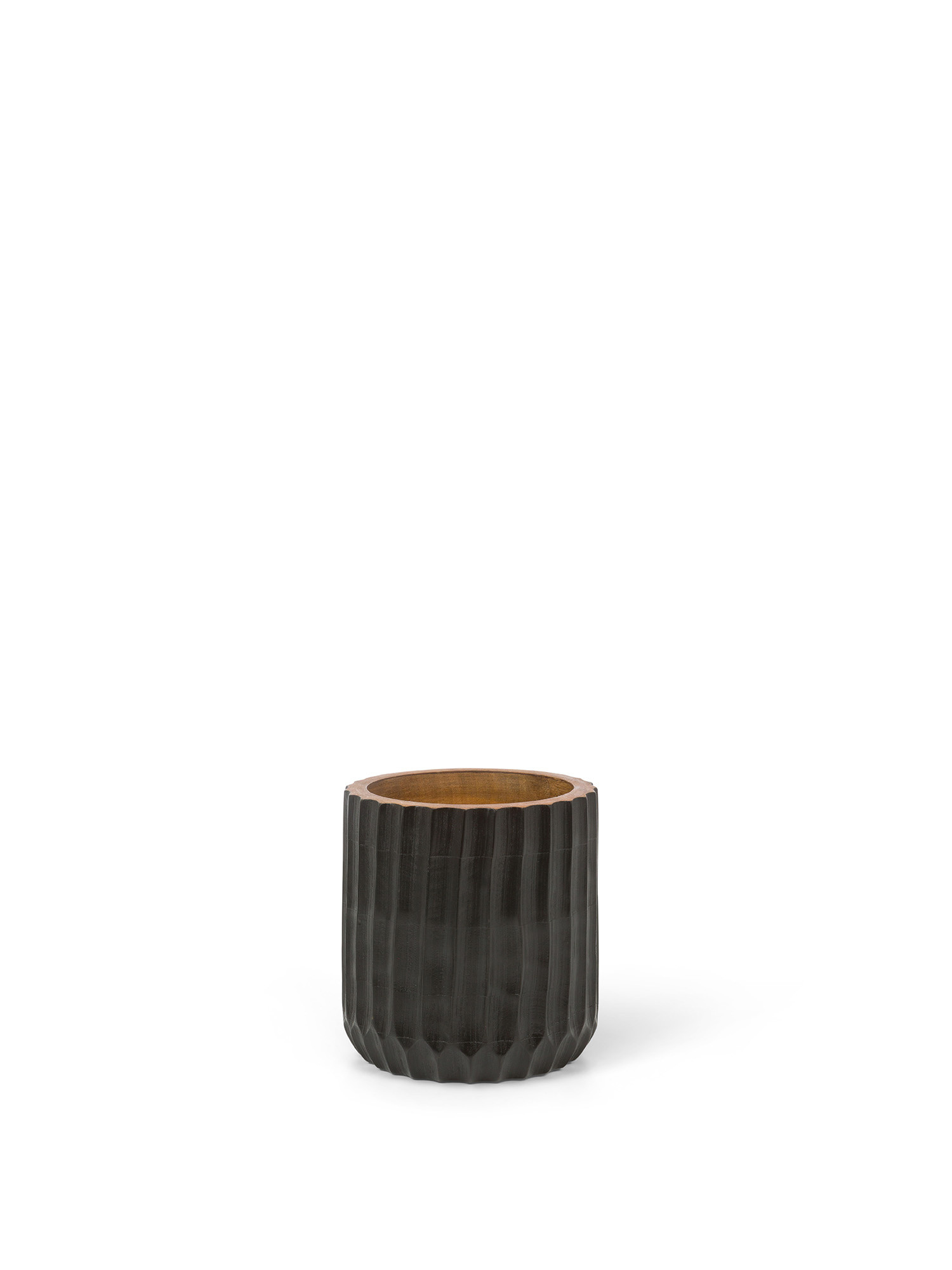 Carved mango wood vase cover, Black, large image number 0