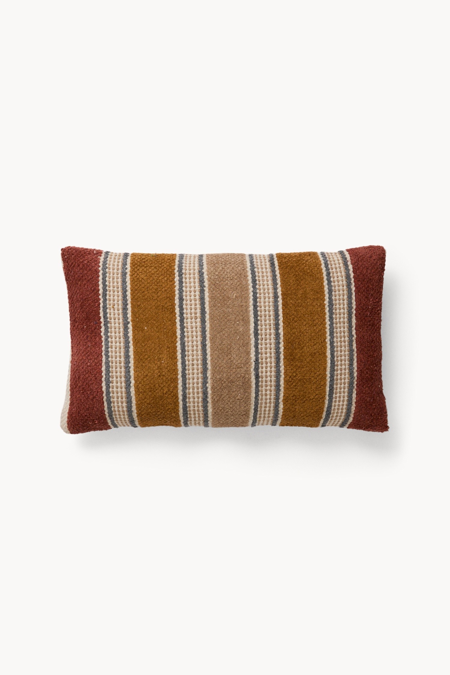 Cotton chenille pillow with striped pattern, 30x50cm - Discounted Price, Red, large image number 0