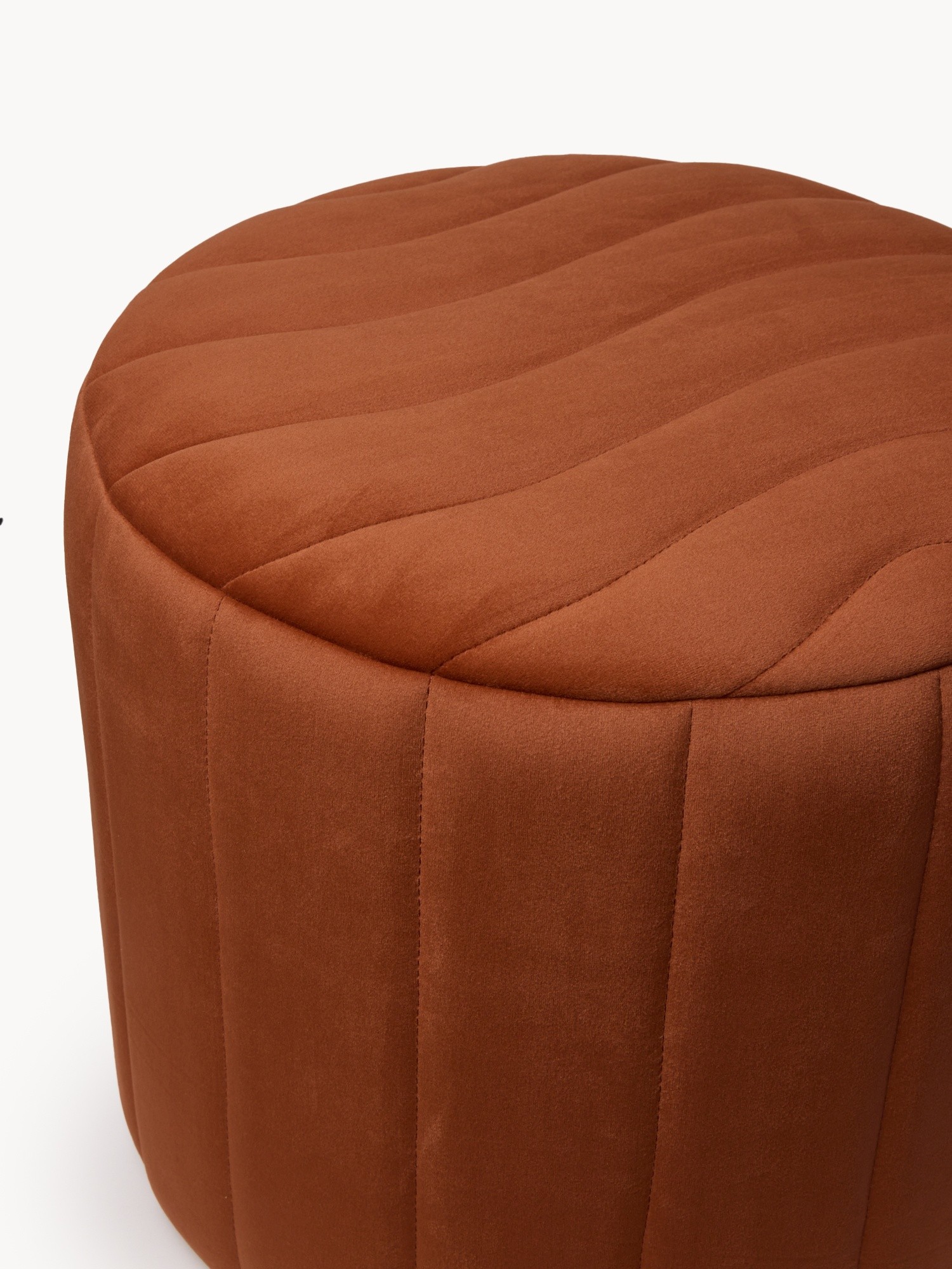Pouf with Wave velvet upholstery, Brown, large image number 2