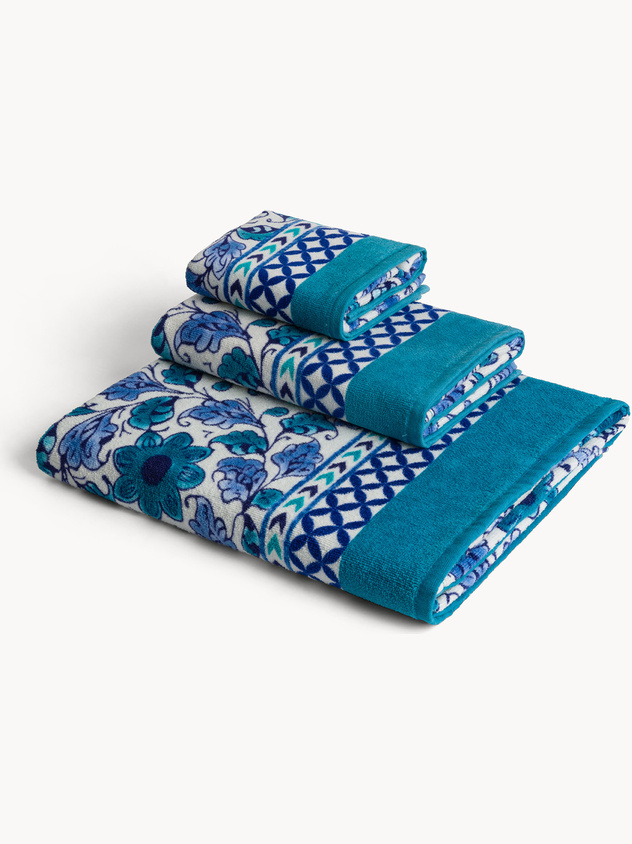 Asciugamano in cotone velour stampa floreale