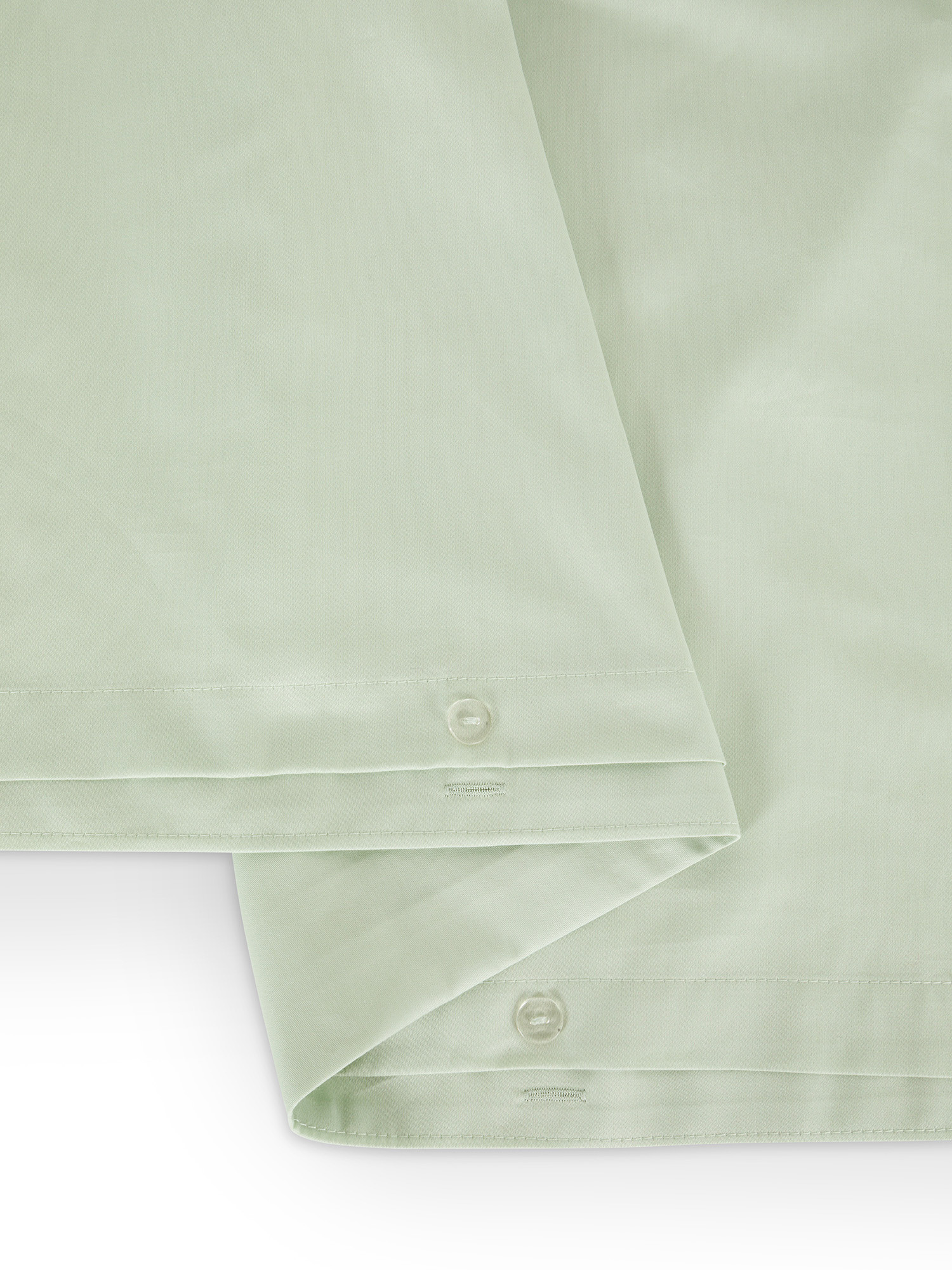 Completo copripiumino raso di cotone tinta unita, Verde, large image number 1