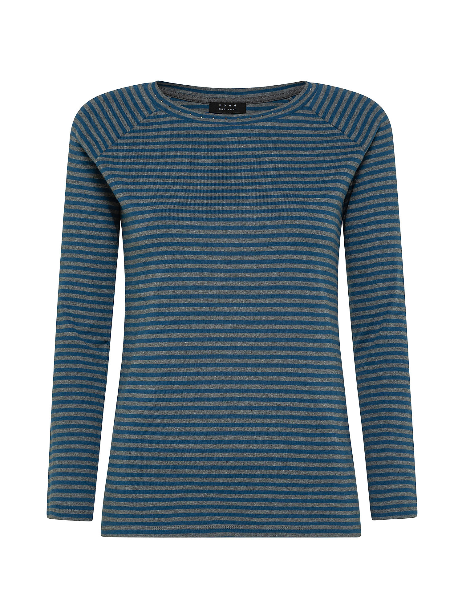 Striped T-shirt with studs, Grey, large image number 0