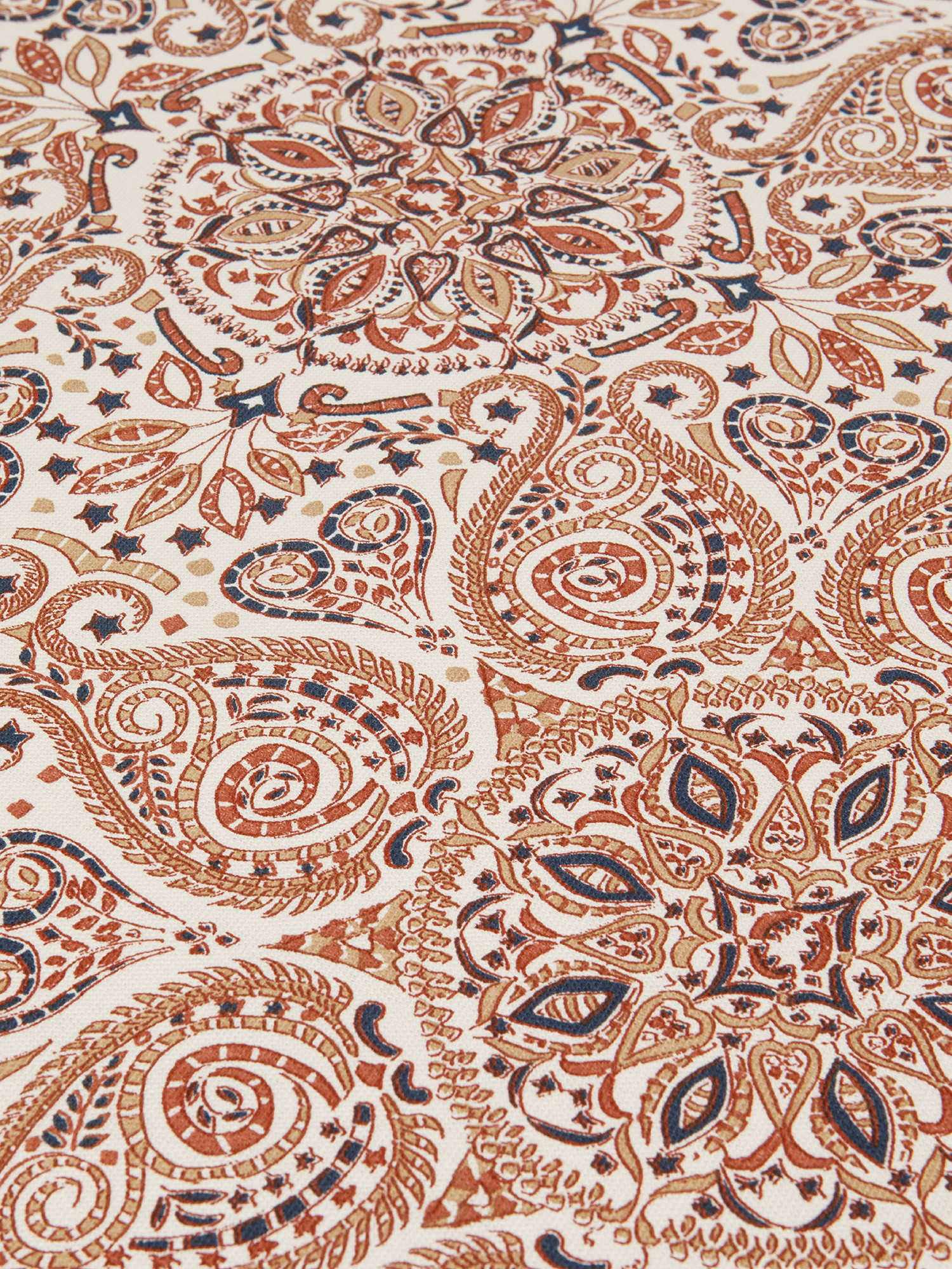 Round Cotton Panama tablecloth with geometric print, Pink, large image number 1