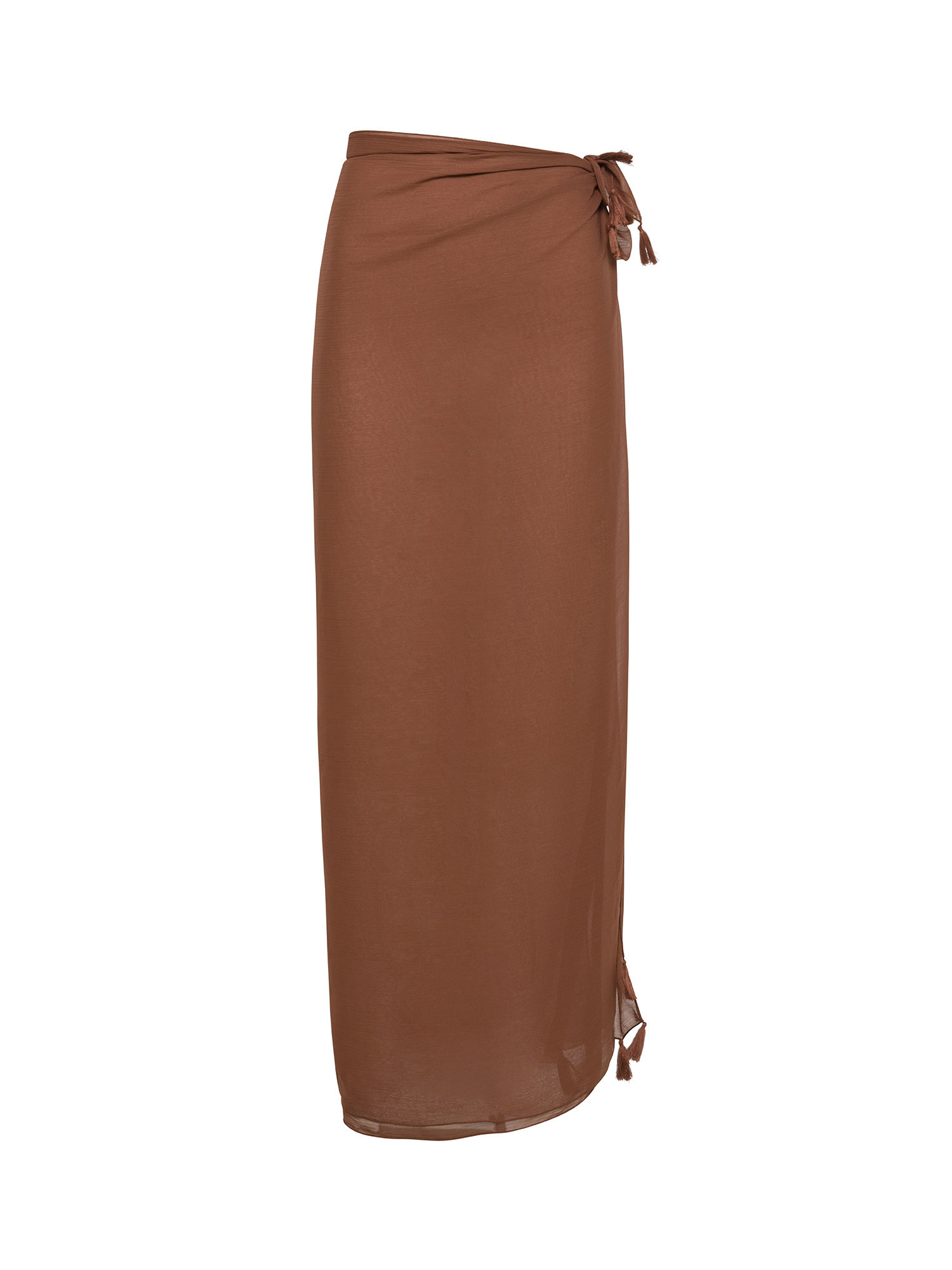 Koan - Chiffon pareo with tassels, Brown, large image number 0