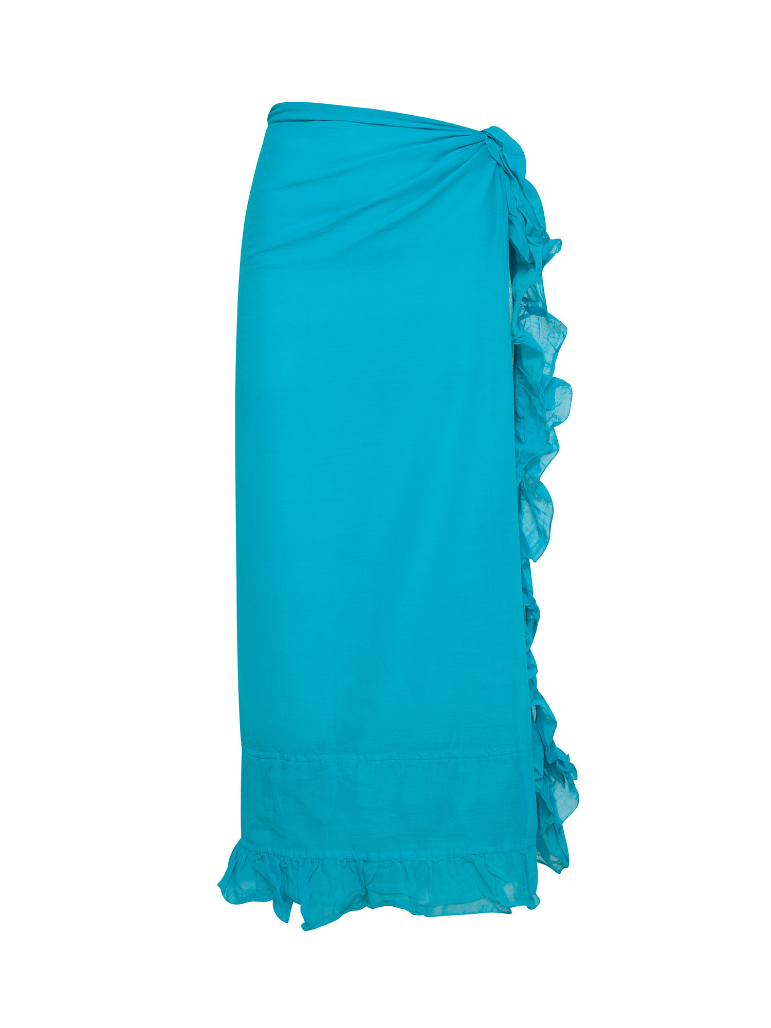 Koan - Sarong in cotton with ruffles, Turquoise, large image number 0
