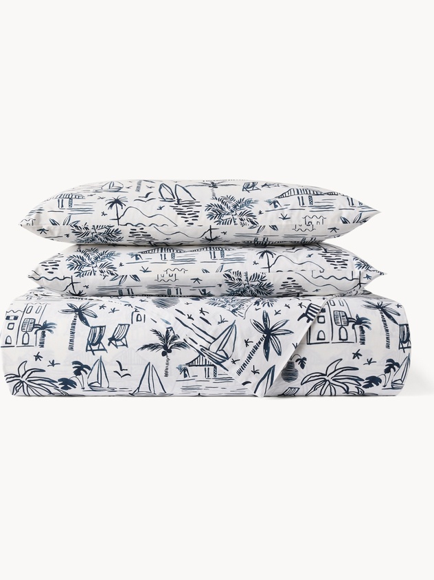 Lenzuolo liscio in cotone percalle fantasia marinara