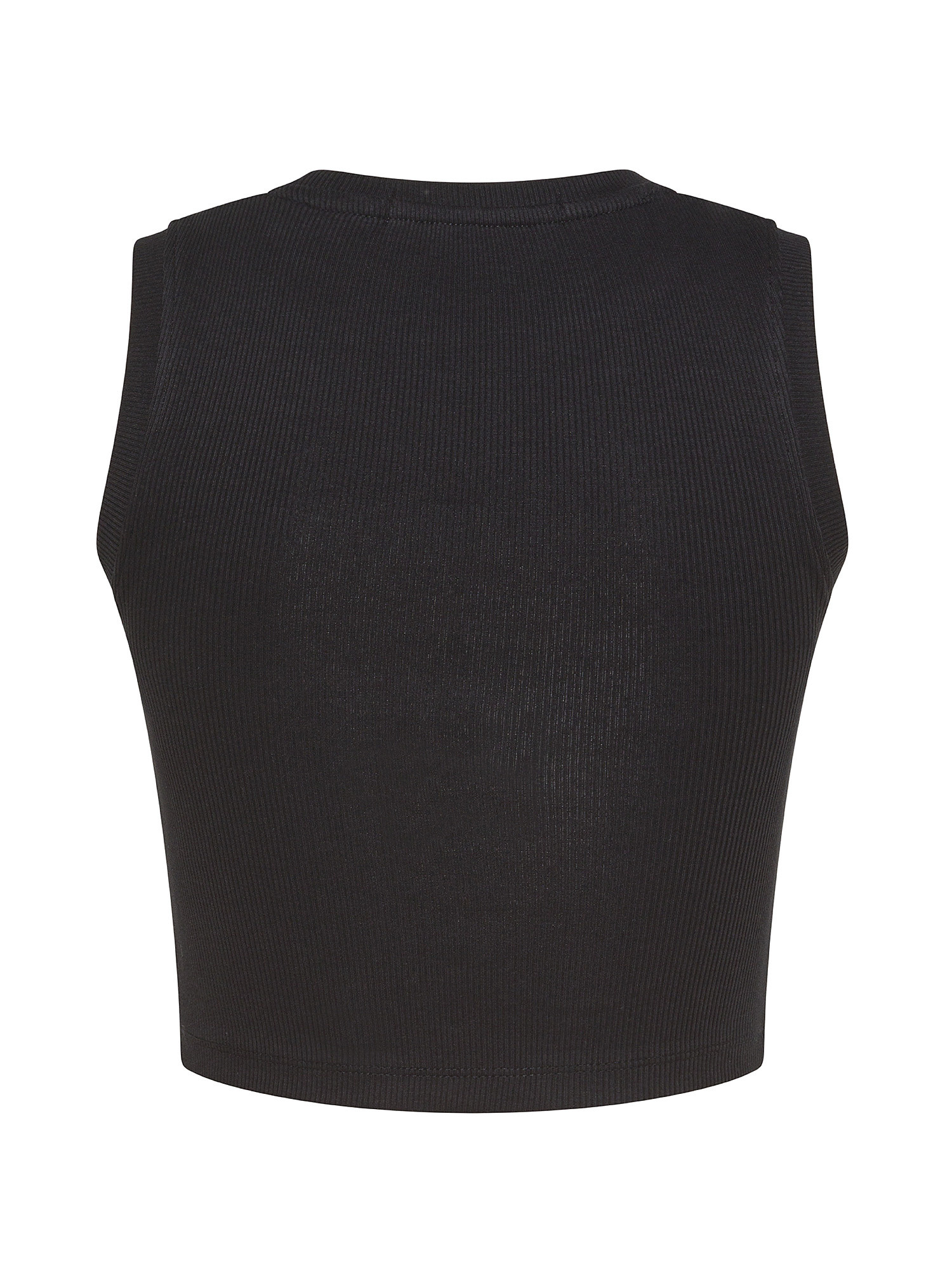 Calvin Klein Jeans - Cropped ribbed tank top with logo, Black, large image number 1