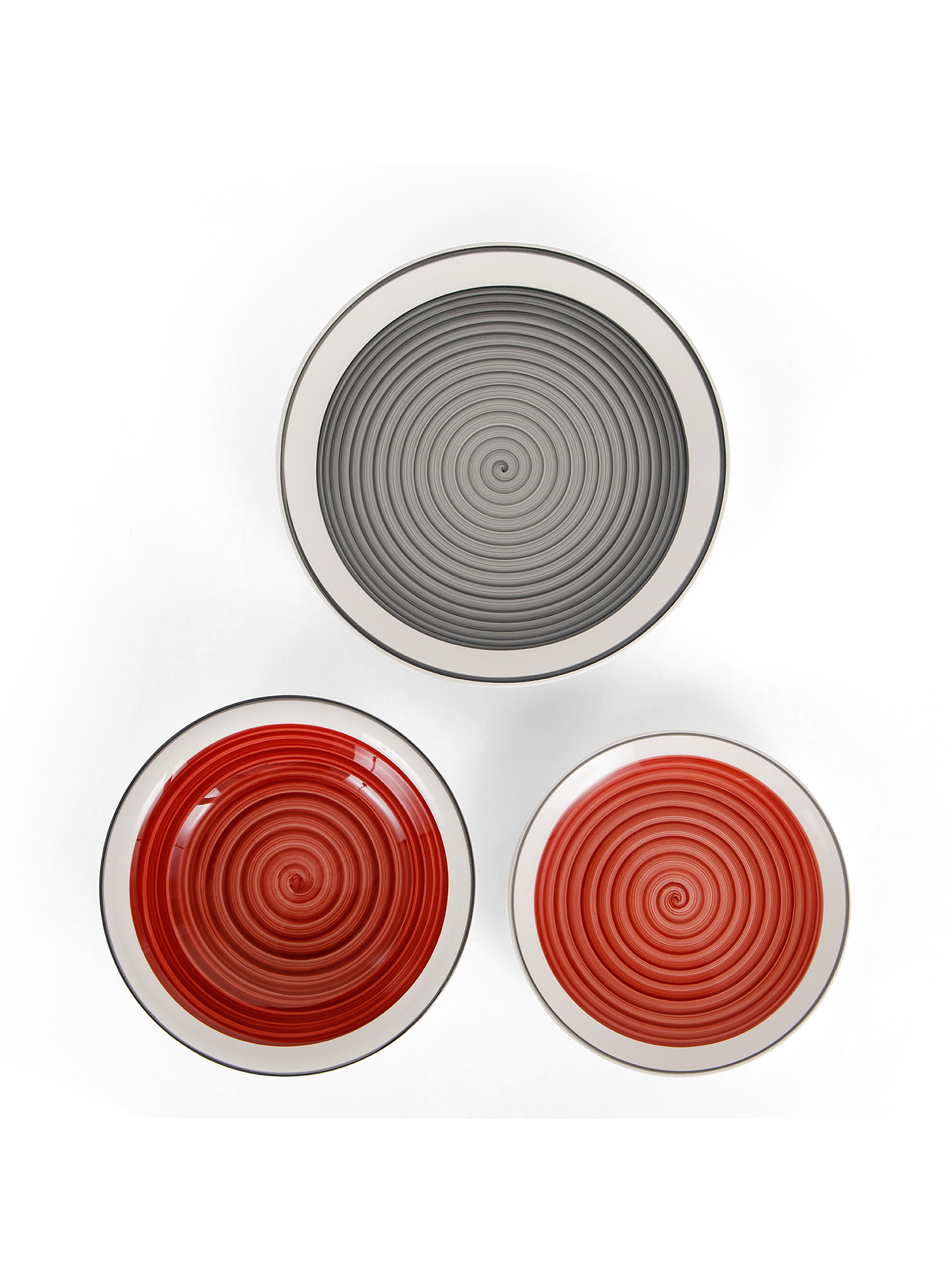 Set of 18 Circle ceramic plates, Red, large image number 1