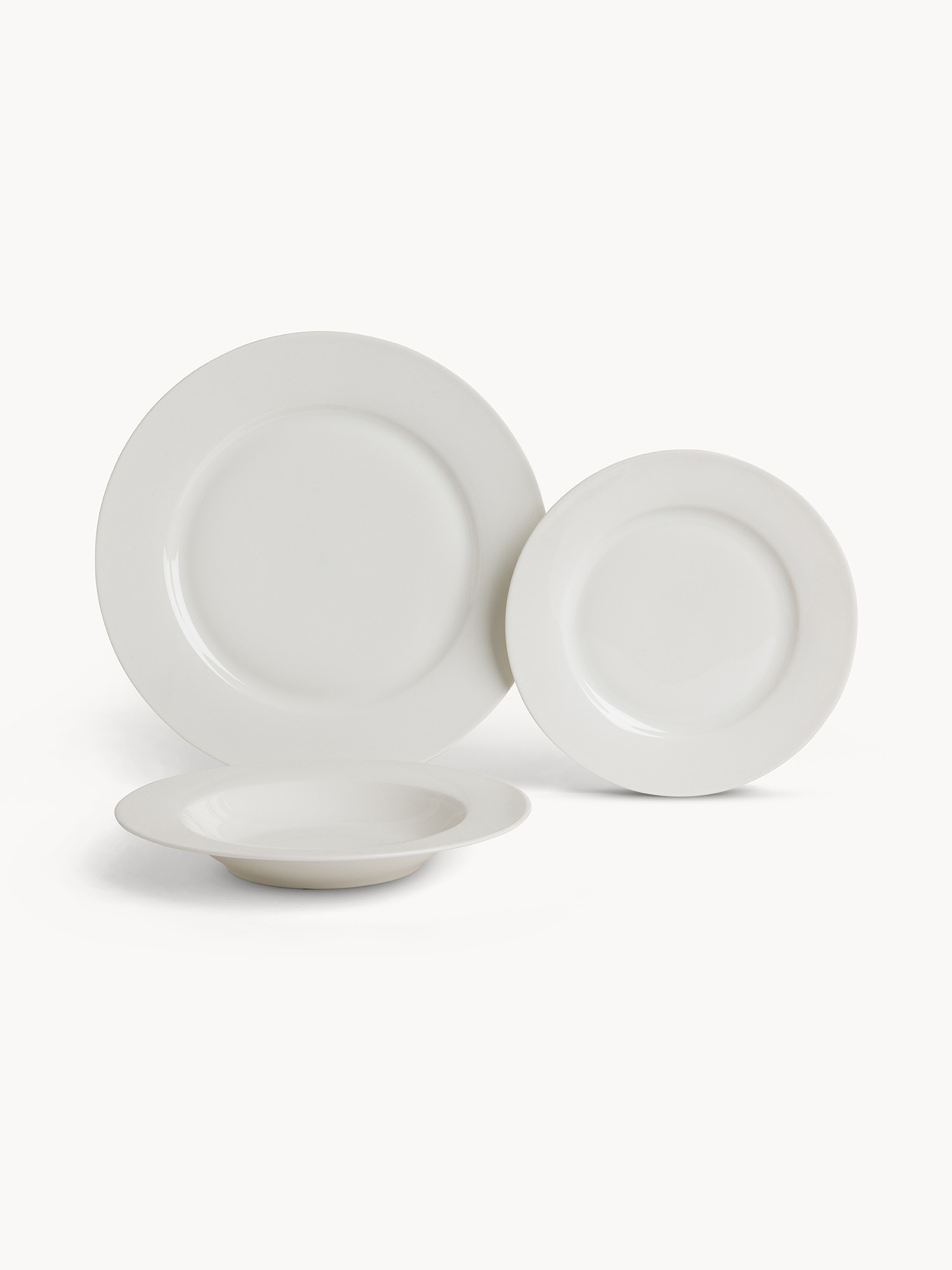 Set 18 piatti in new bone china Falda, Bianco, large image number 0