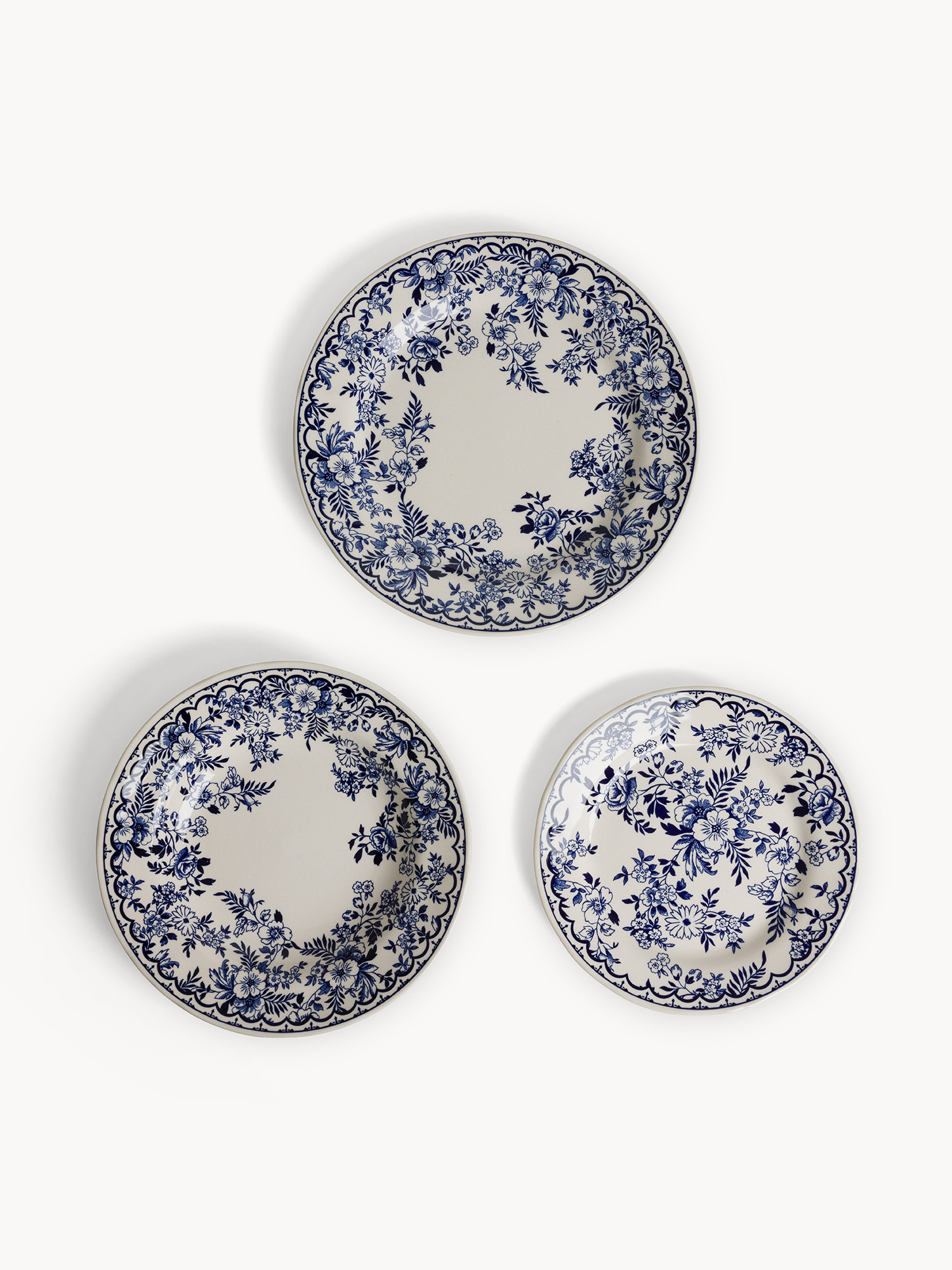 Set 18 piatti in ceramica Flower, Blu, large image number 1