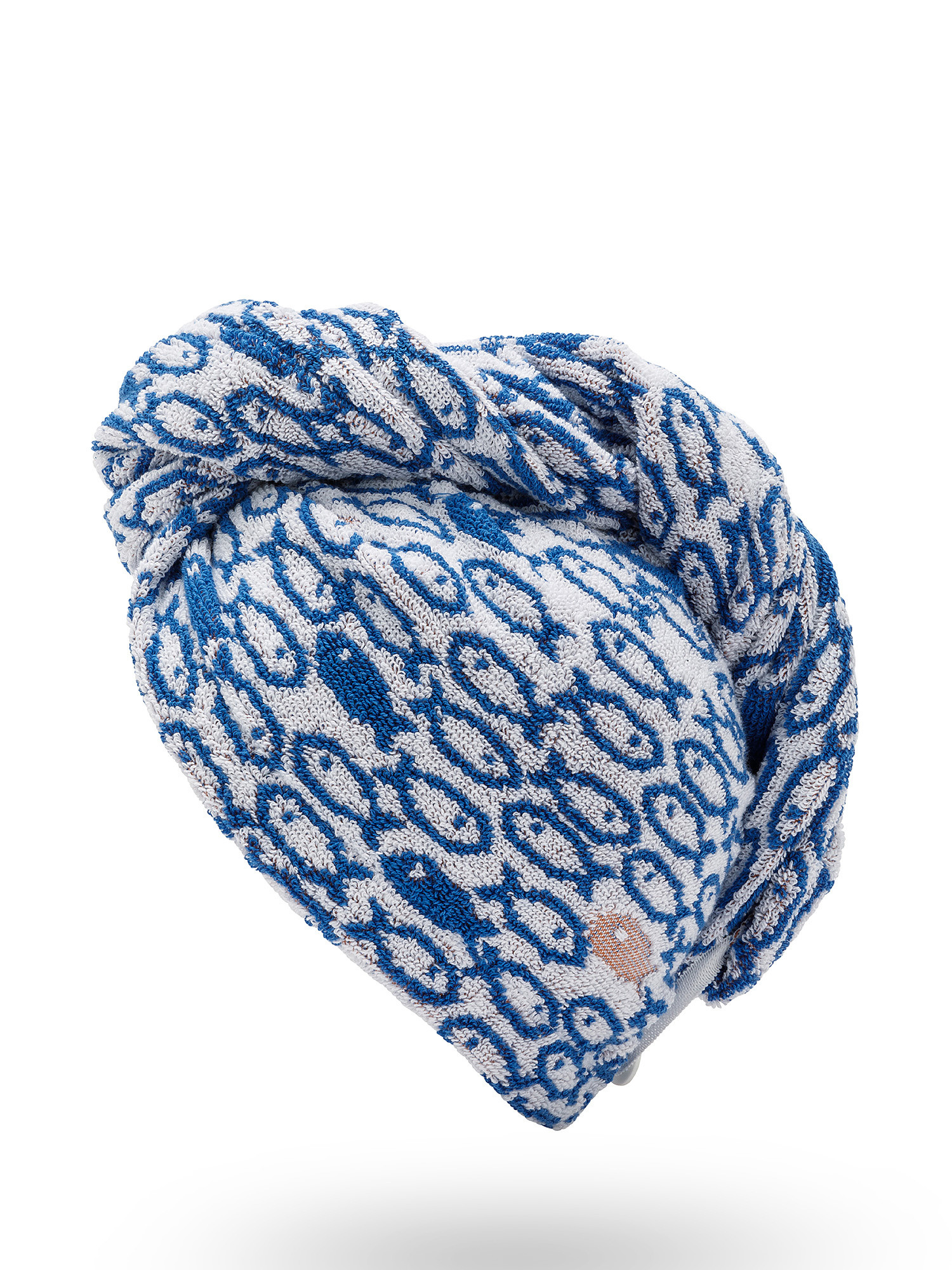 Terry cotton turban with fish motif, Blue, large image number 1