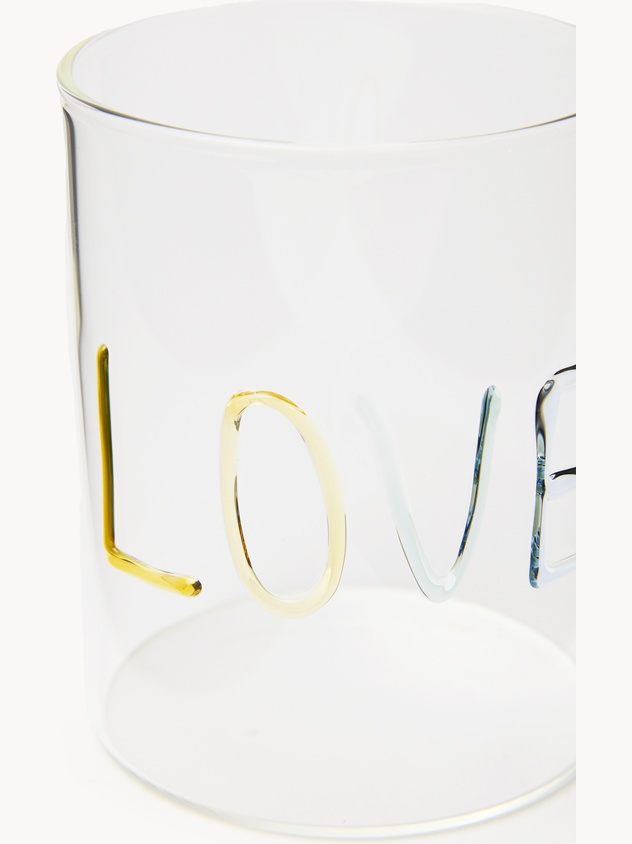 Borosilicate glass tumbler with Love detail