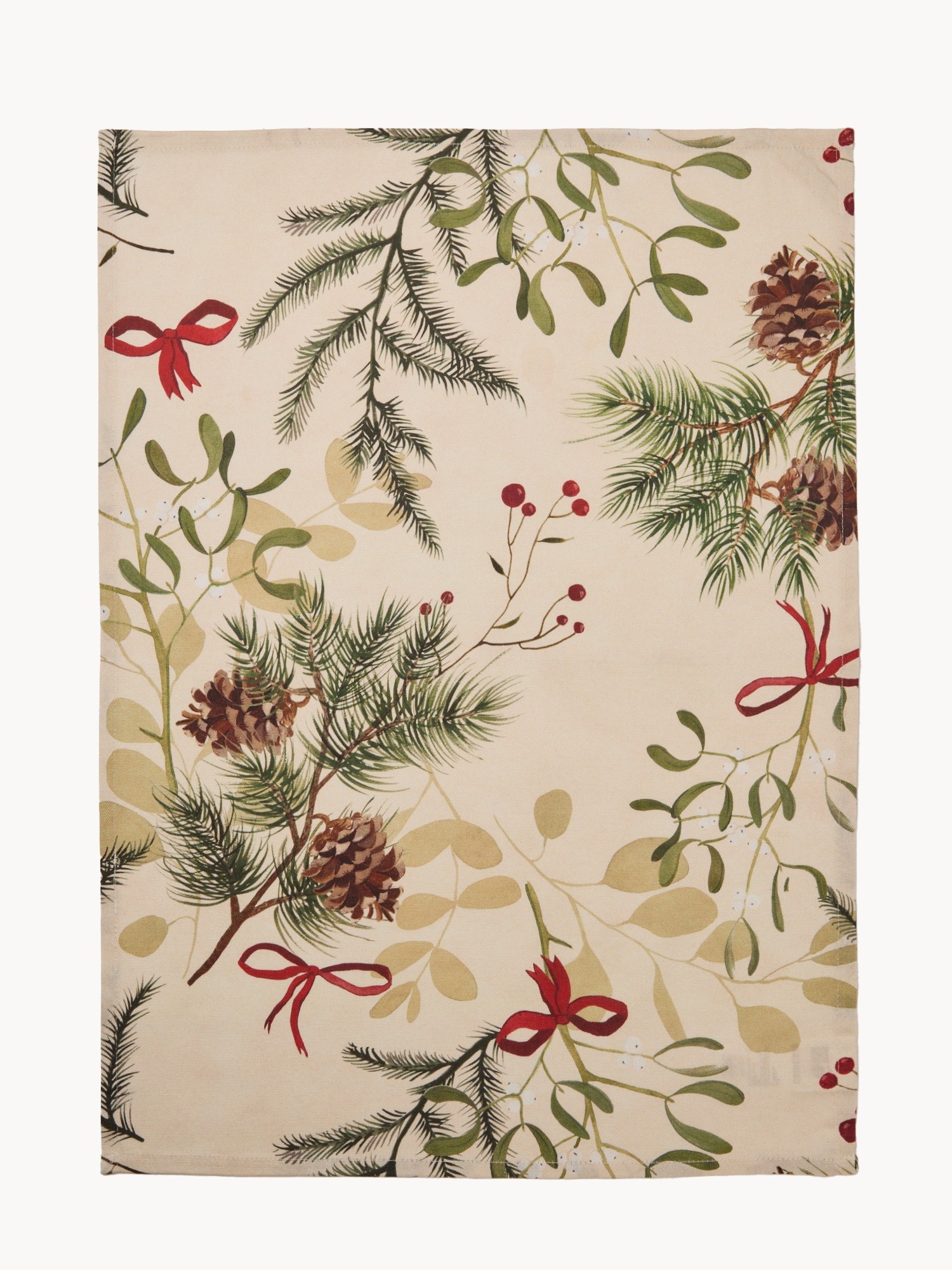 Set 2 strofinacci in cotone stampa pigne, Beige/Marrone, large image number 1