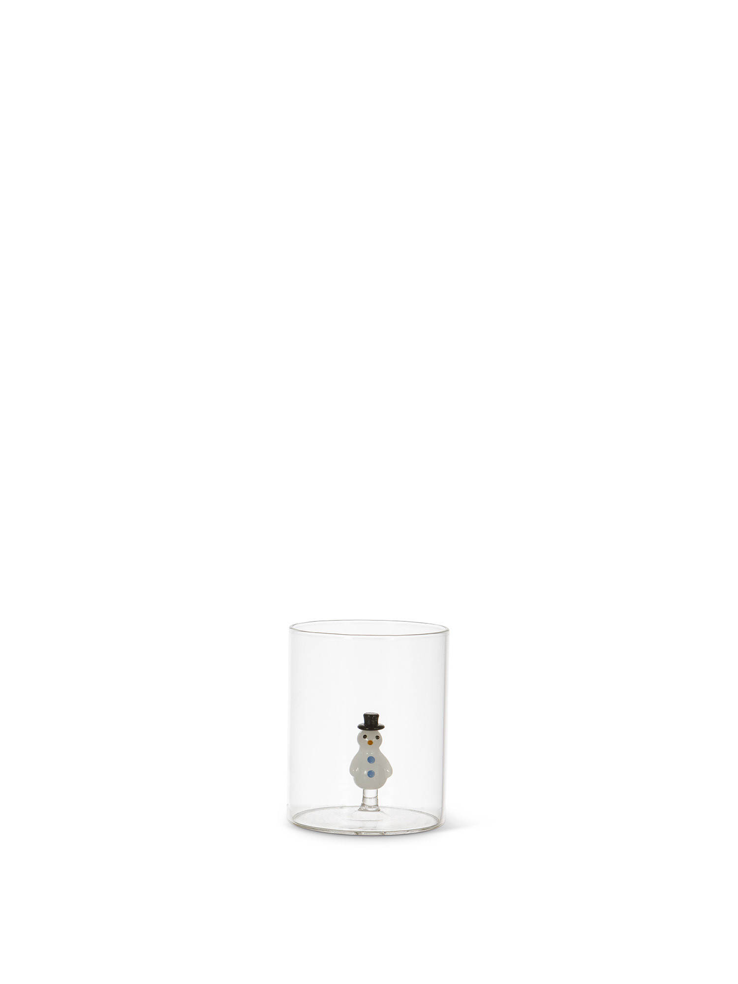 Bicchiere in vetro dettaglio pupazzo di neve, Trasparente, large image number 0
