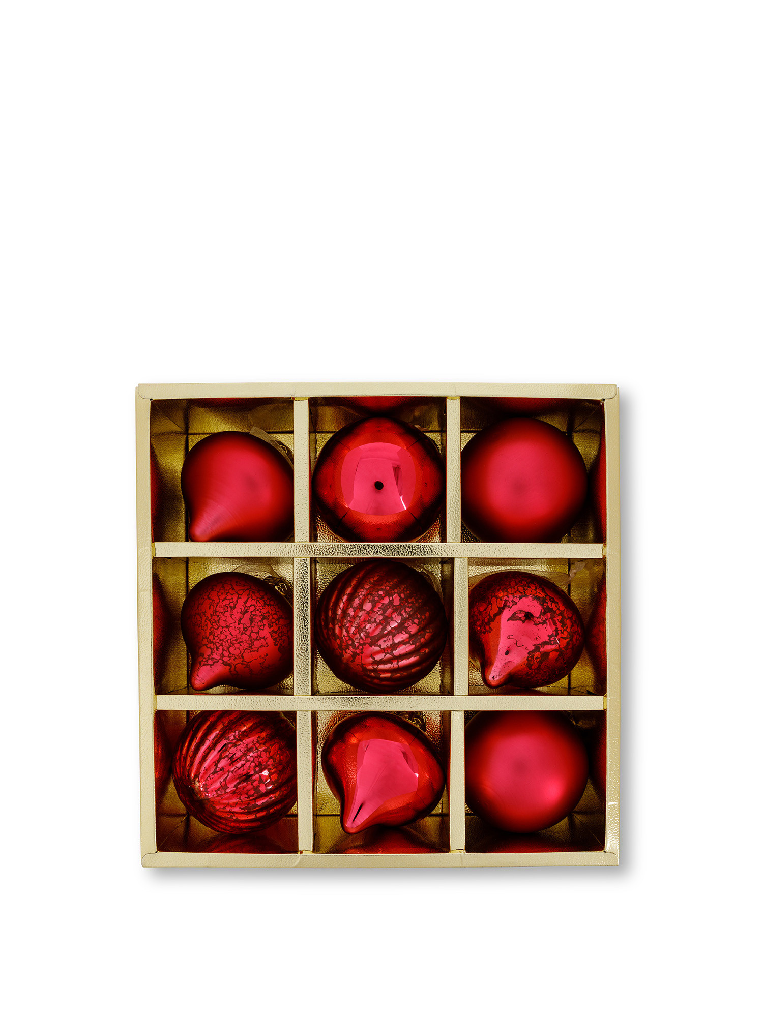 Box di 9 palline di vetro, Rosso, large image number 0