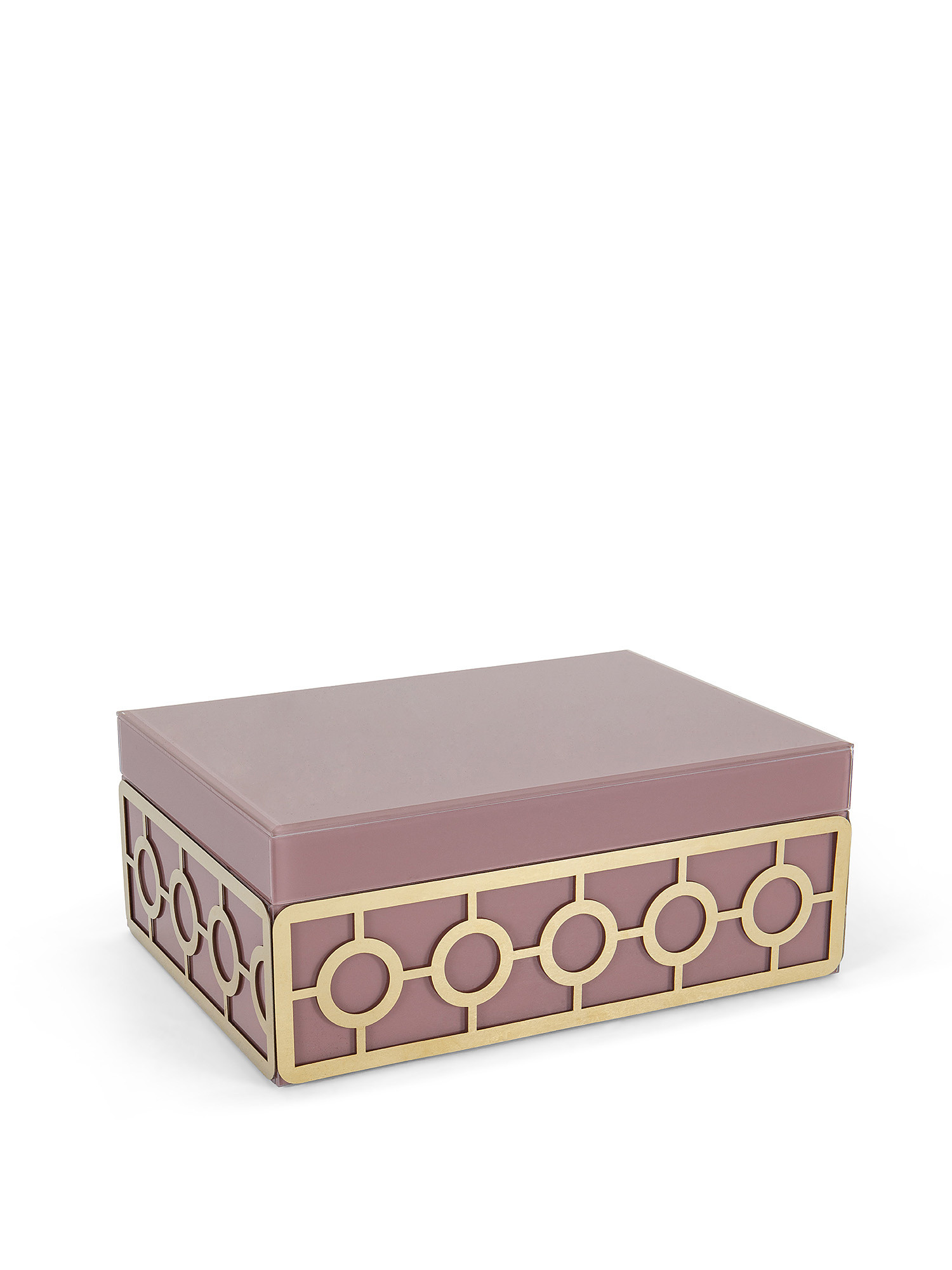 Decorated glass jewelry box, Pink, large image number 0
