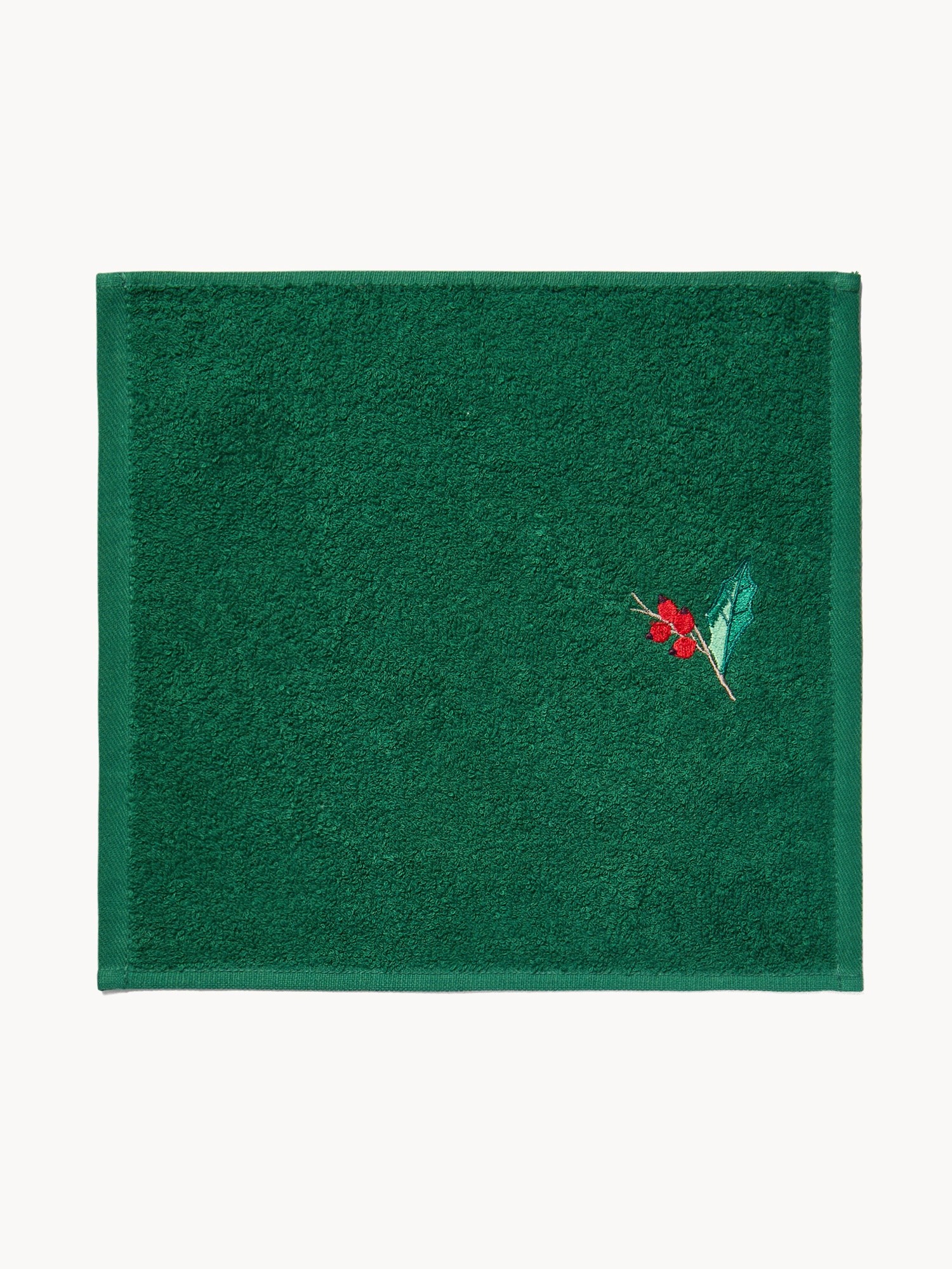 Set of 3 cotton terry cloths with Christmas embroidery, Green, large image number 1