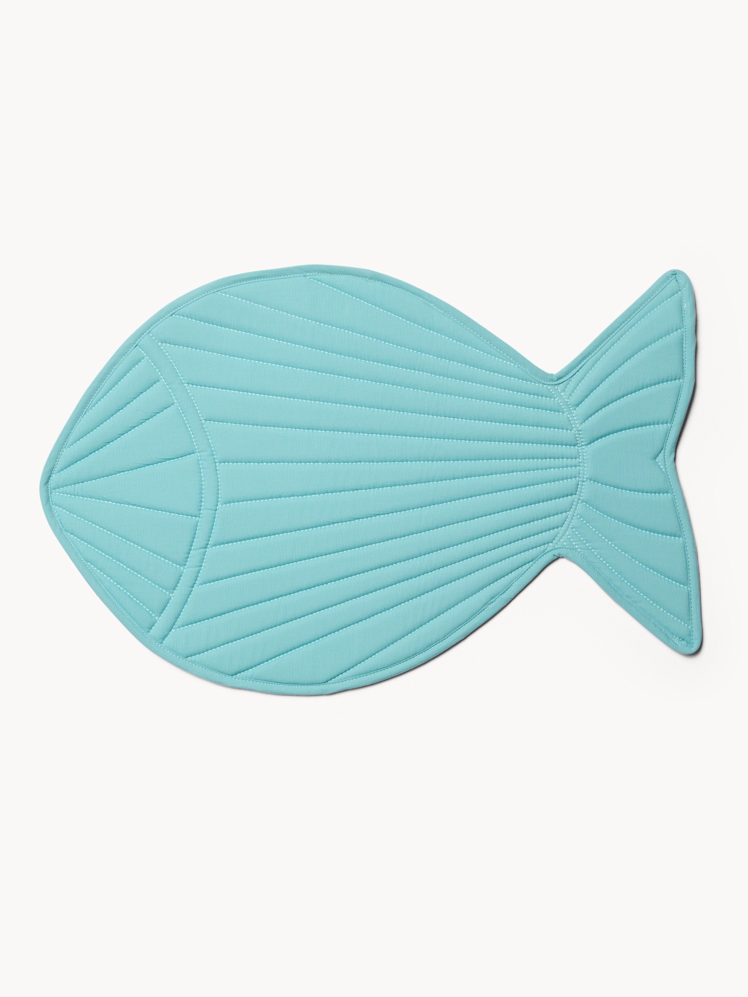 Quilted Cotton Placemat in the Shape of a Fish - Introductory Price, Light Blue, large image number 0