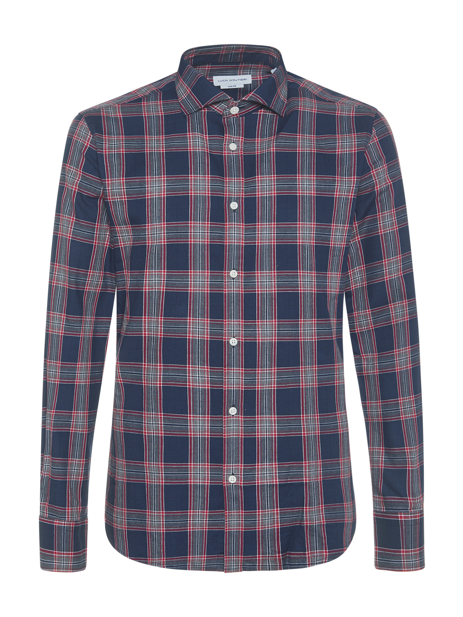 Luca D'Altieri - Tailor fit shirt in pure cotton flannel, Blue, large image number 0