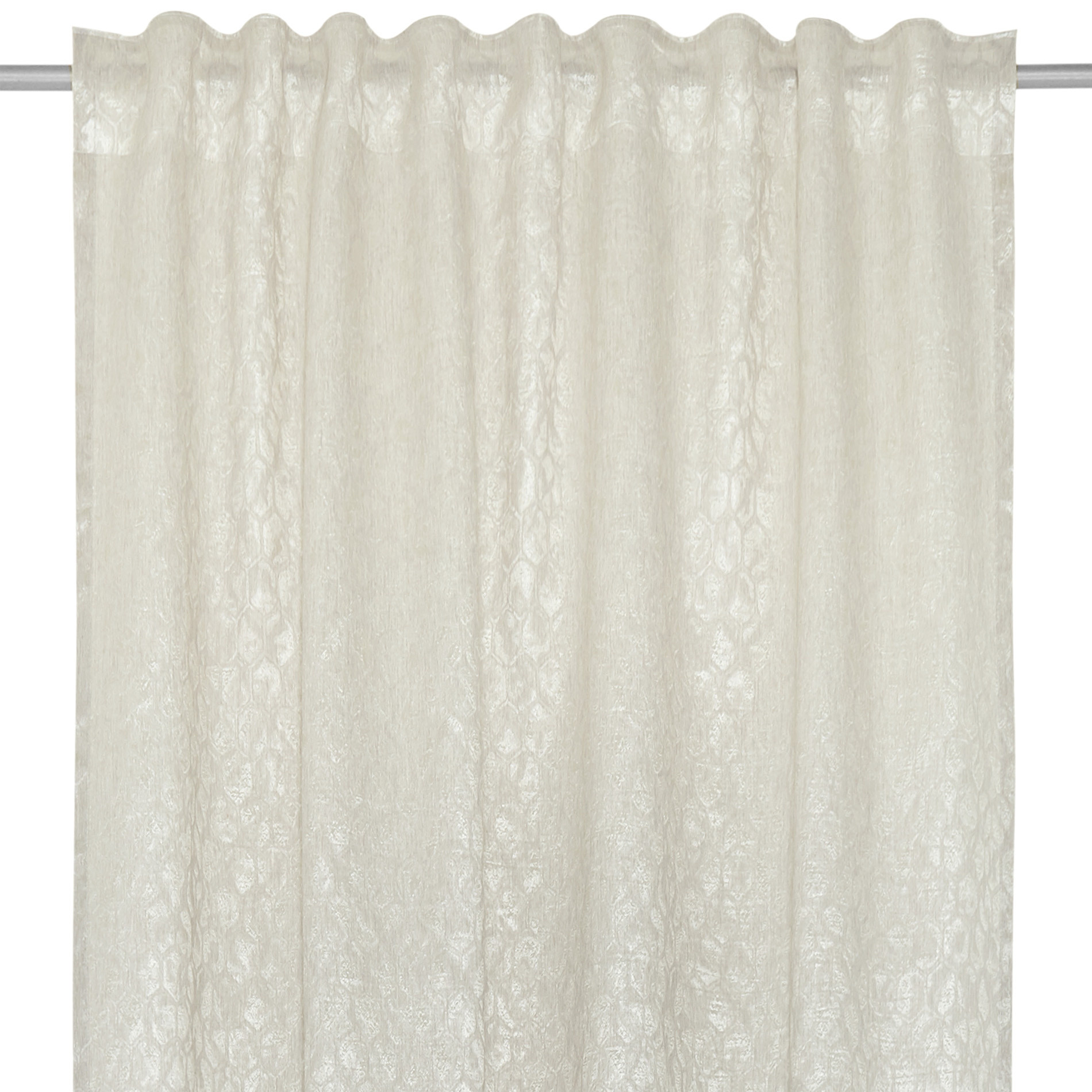 Linen blend curtain with honeycomb pattern, Light Beige, large image number 1