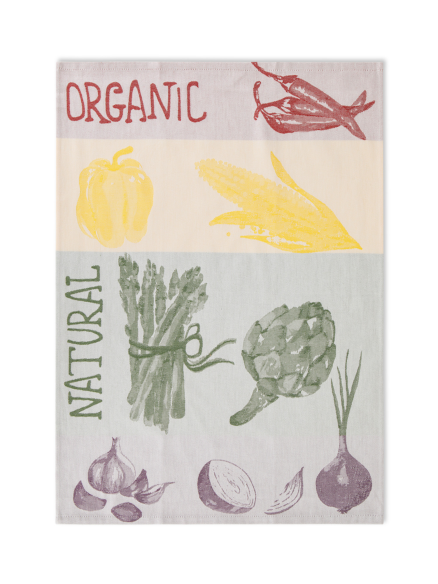 Set of 2 cotton jacquard tea towels with vegetable motif, Multicolor, large image number 2