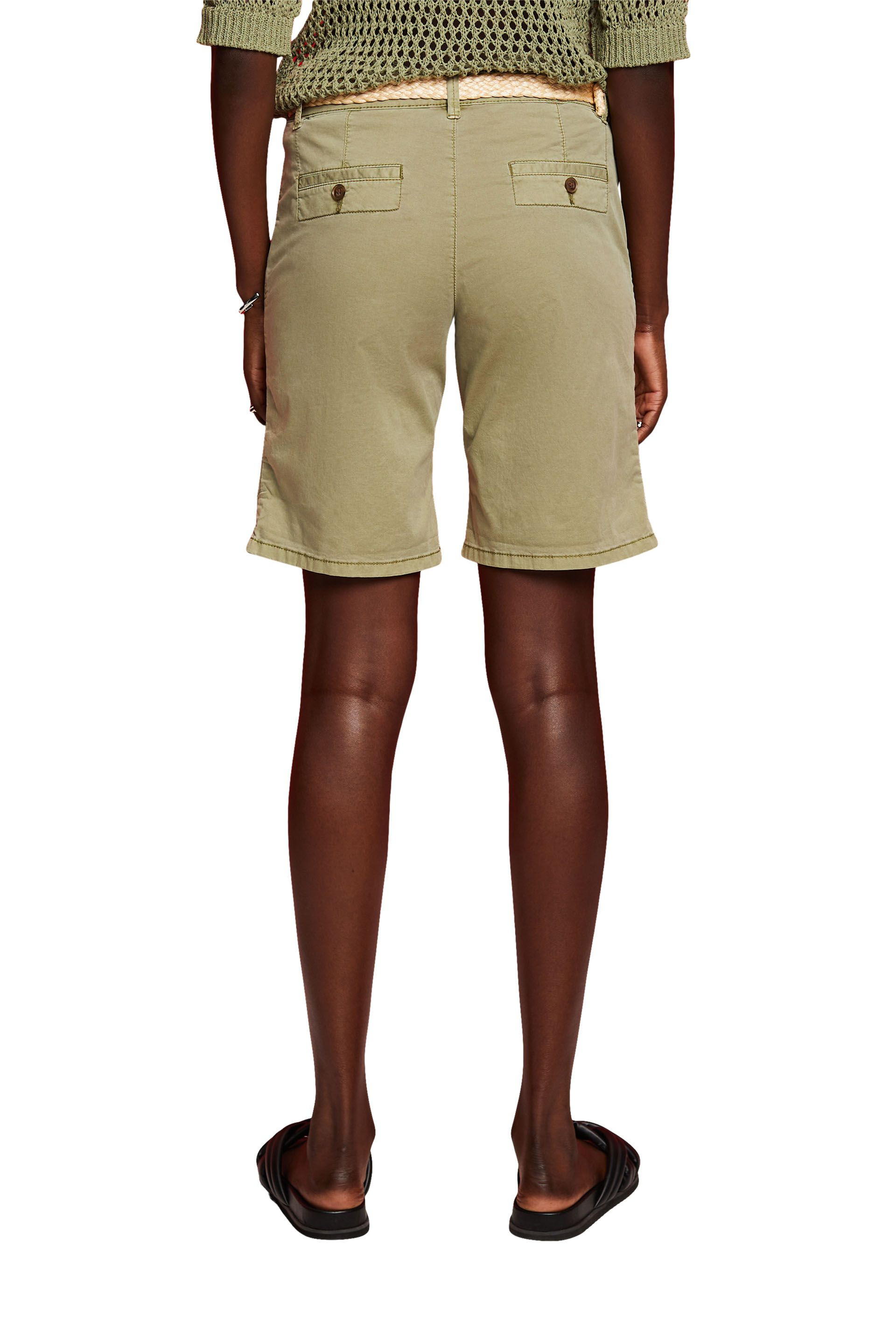 Esprit - Shorts con cintura intrecciata in rafia, Verde, large image number 2