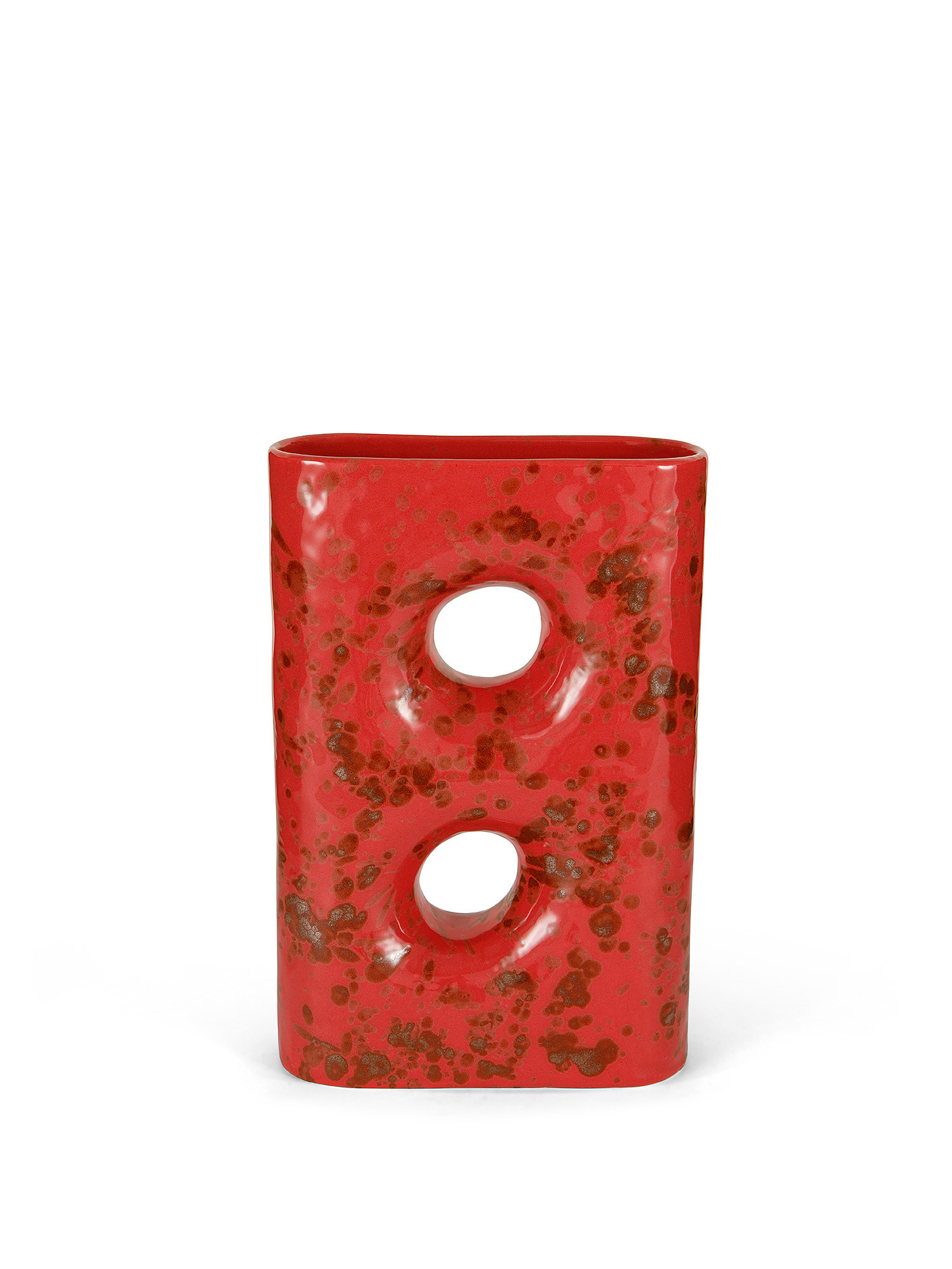 Vaso scultura ceramica artigianale, Rosso, large