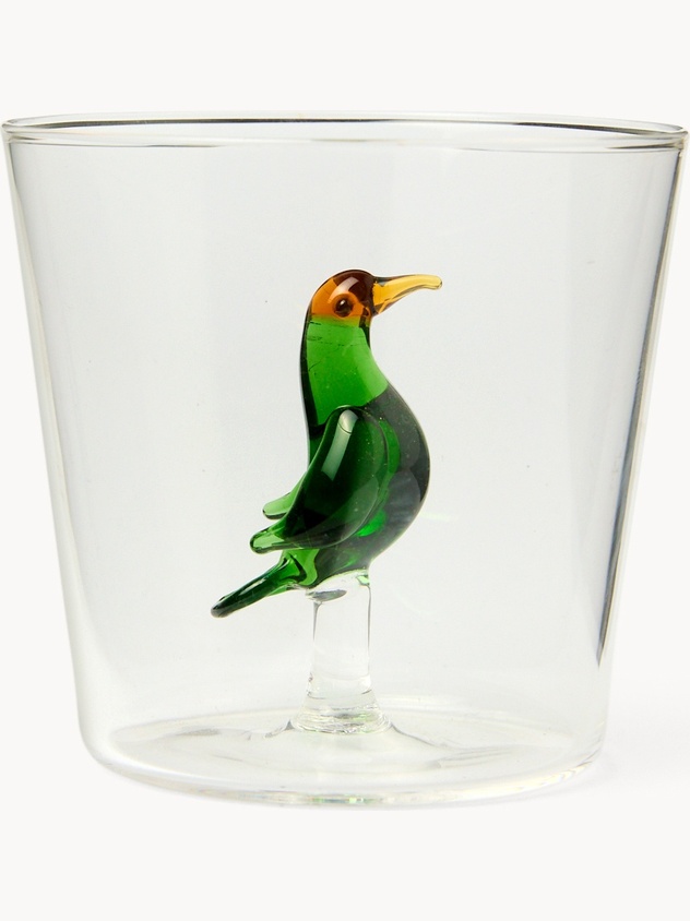 Bicchiere in vetro borosilicato dettaglio colibr&igrave;