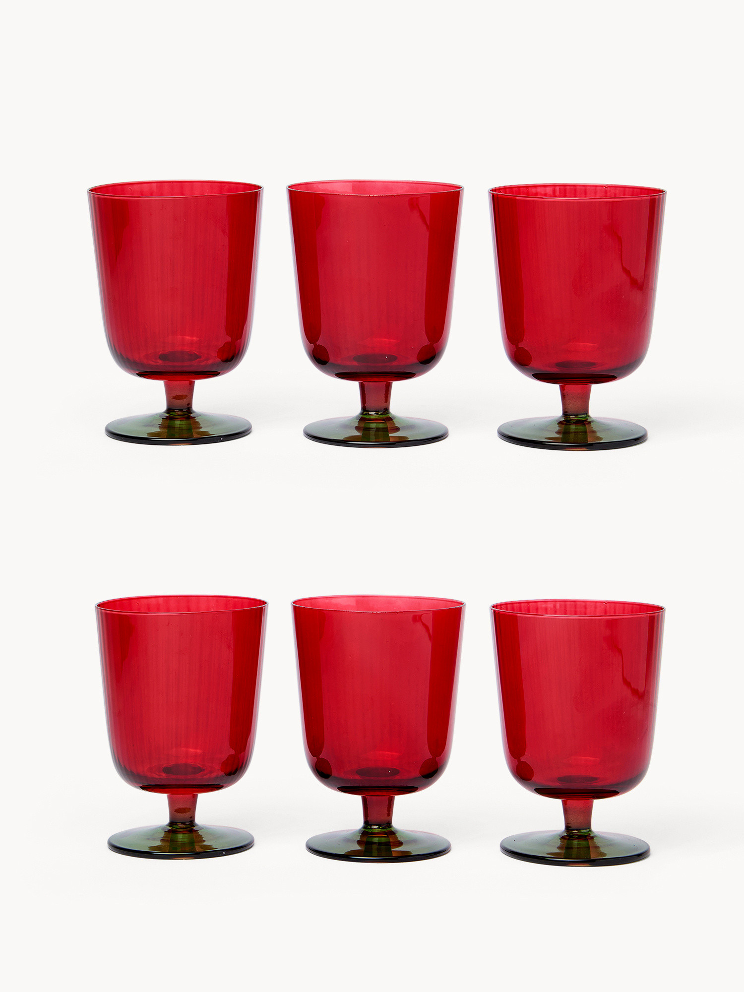 Set 6 calici bassi in vetro spruzzato, Rosso, large image number 0