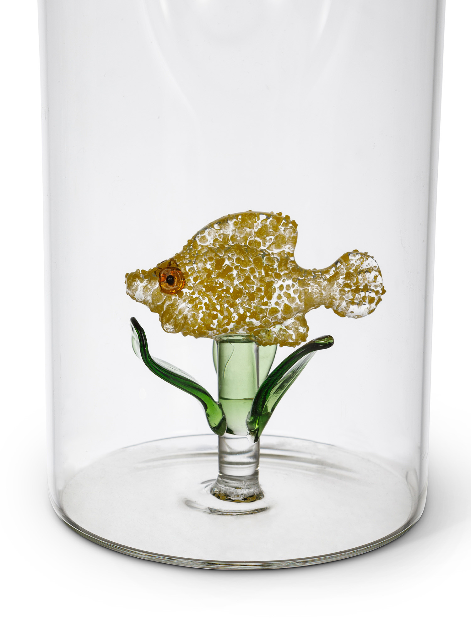 Glass carafe with yellow fish detail, Transparent, large image number 1