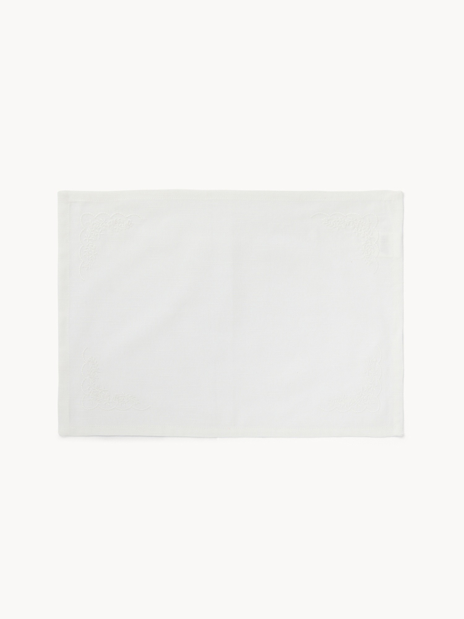 Tovaglietta in puro cotone con ricamo floreale - Prezzo di lancio, Bianco, large image number 0
