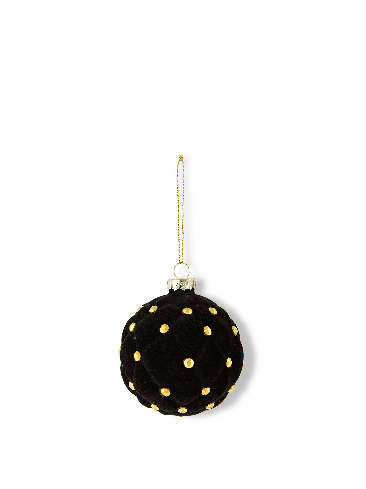 Sphere with velvet and glass studs, Black, large image number 0