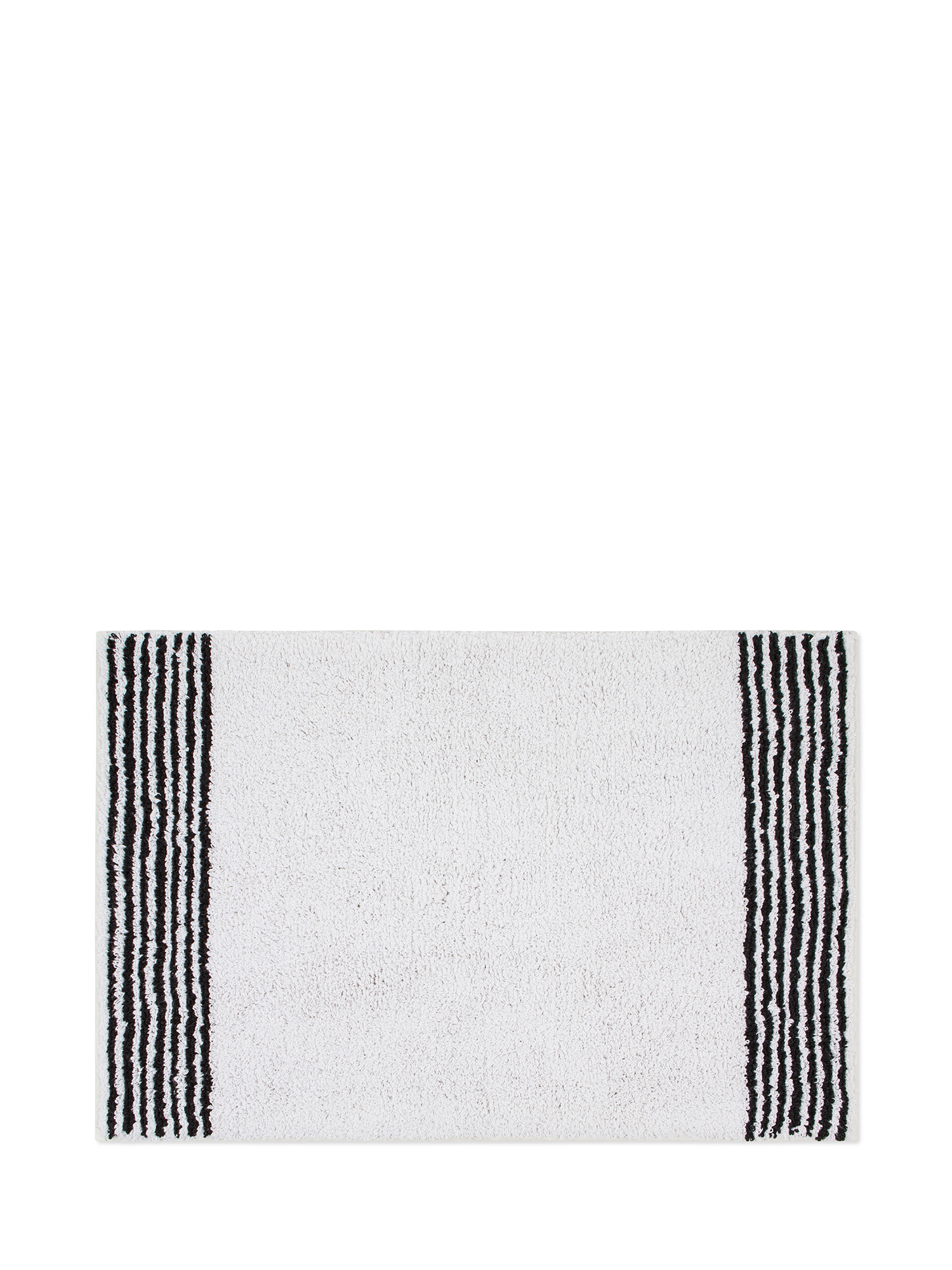 Tappeto bagno spugna di cotone con righe a contrasto, Nero, large image number 0