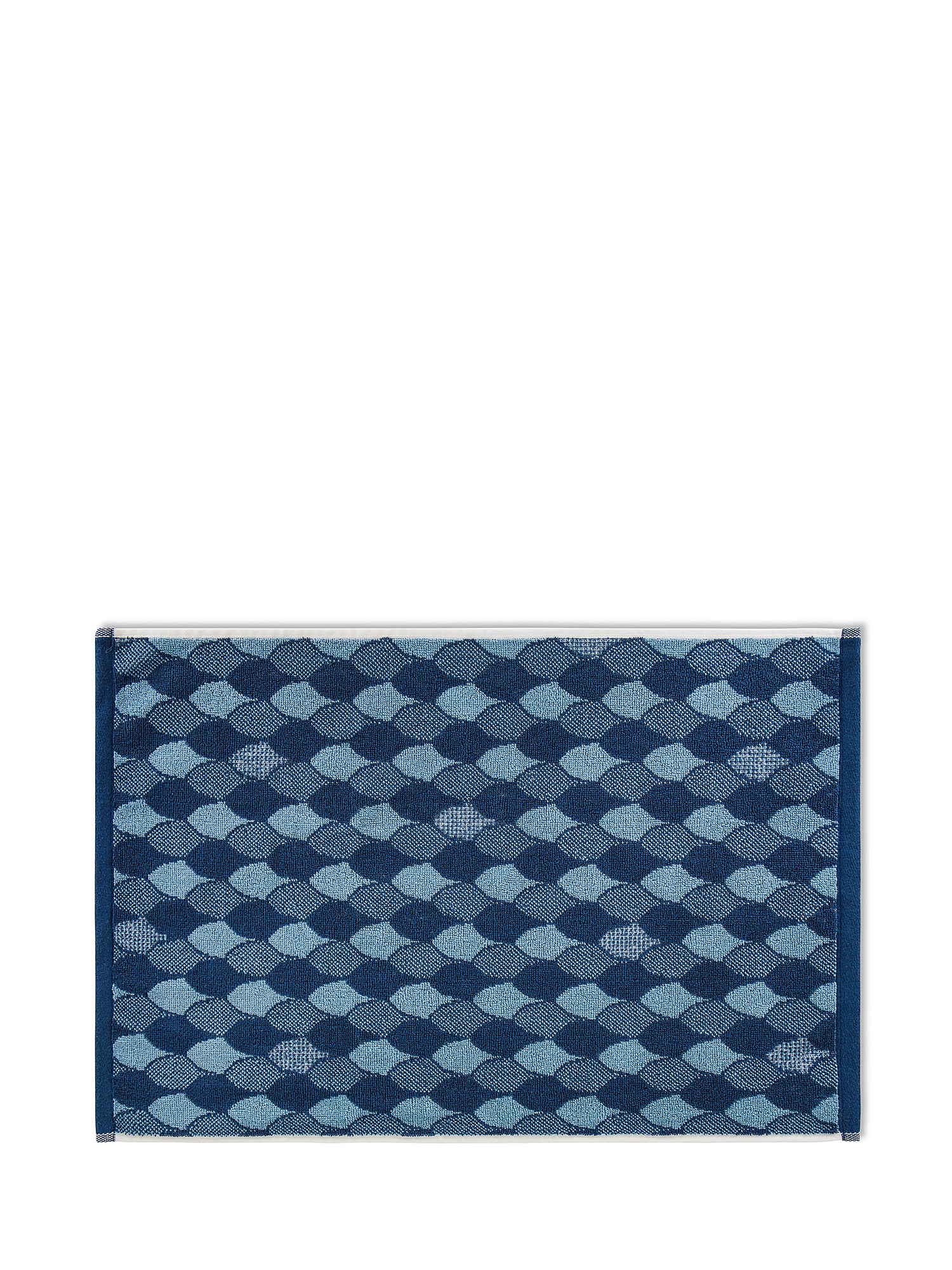 Asciugamano spugna di cotone motivo squame, Blu, large image number 1