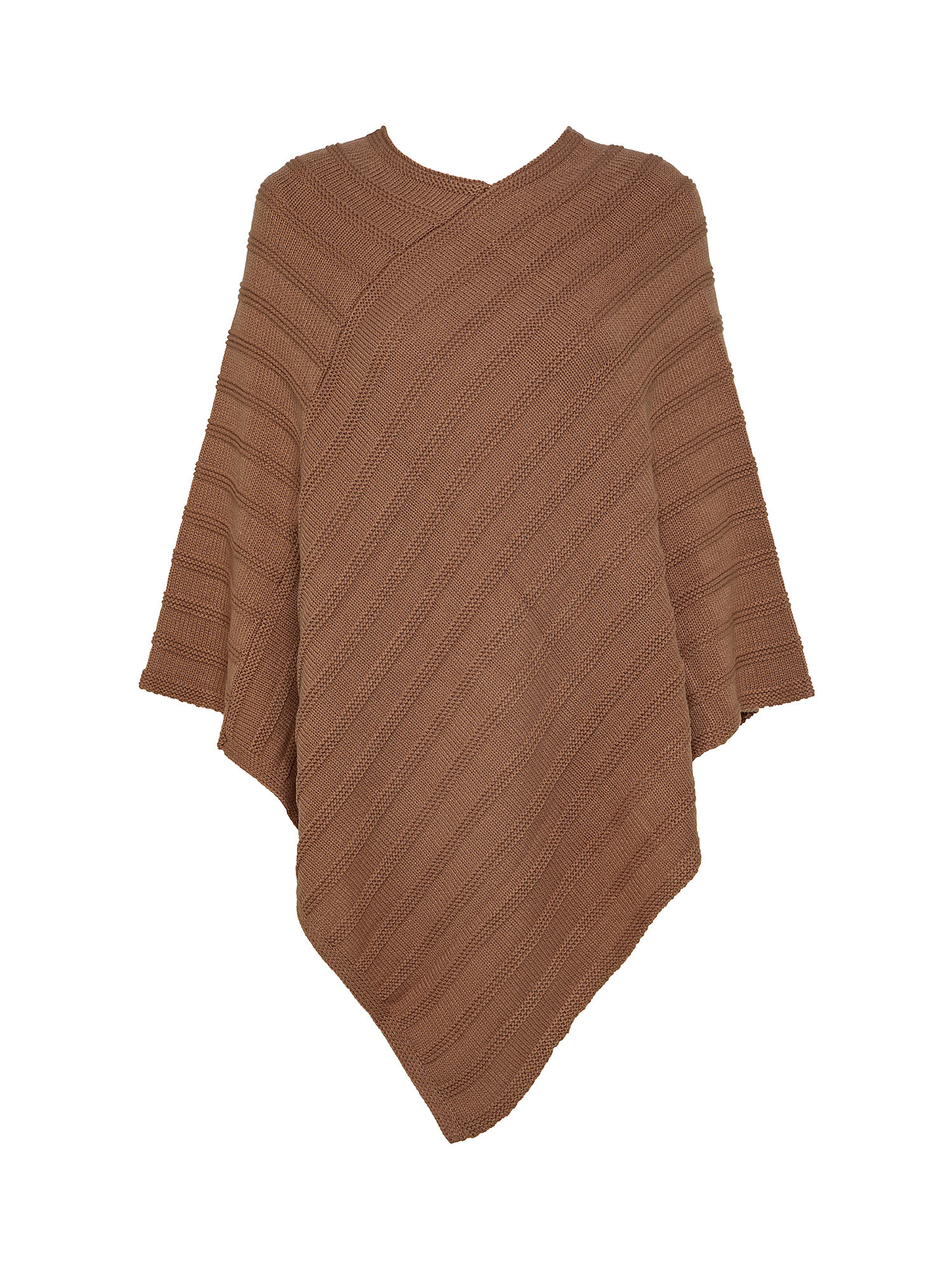 Poncho a righe diagonali, Beige, large image number 0