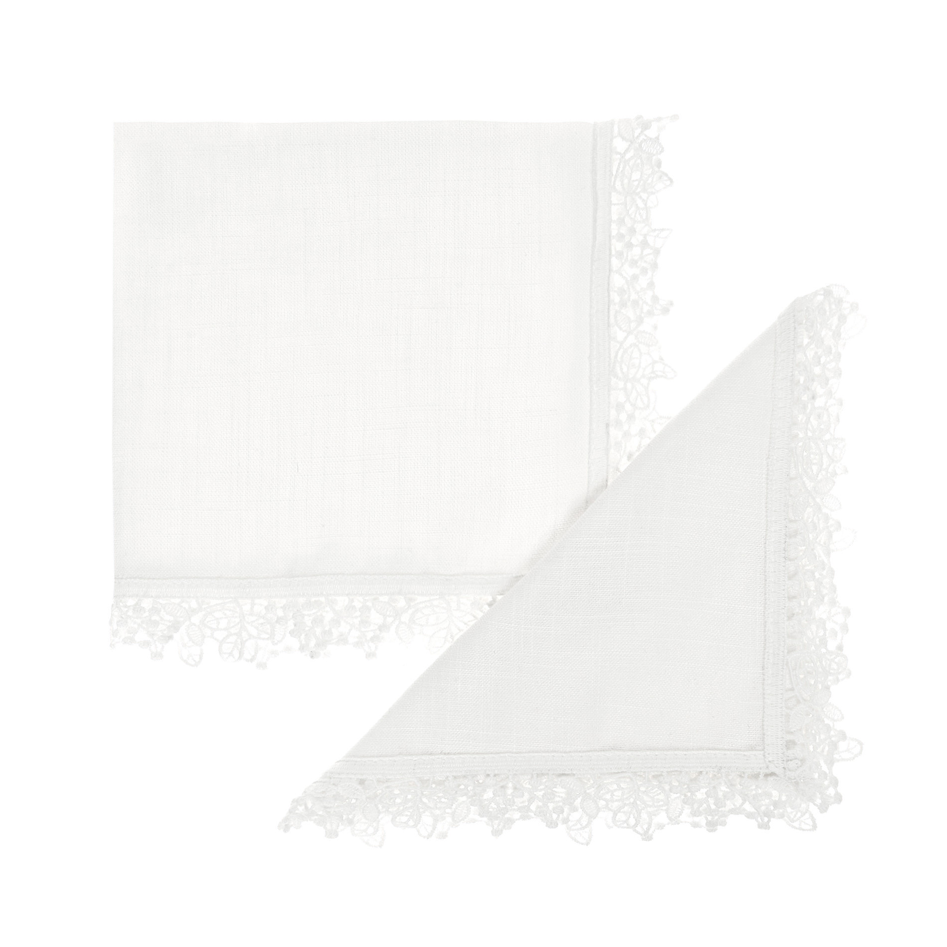 2-pack napkins in 100% cotton with lace edging, White, large image number 0