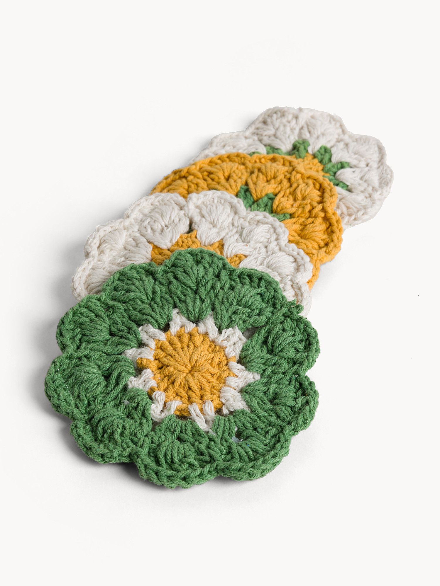 Set 4 sottbicchieri crochet a forma di fiore, Multicolor, large image number 1