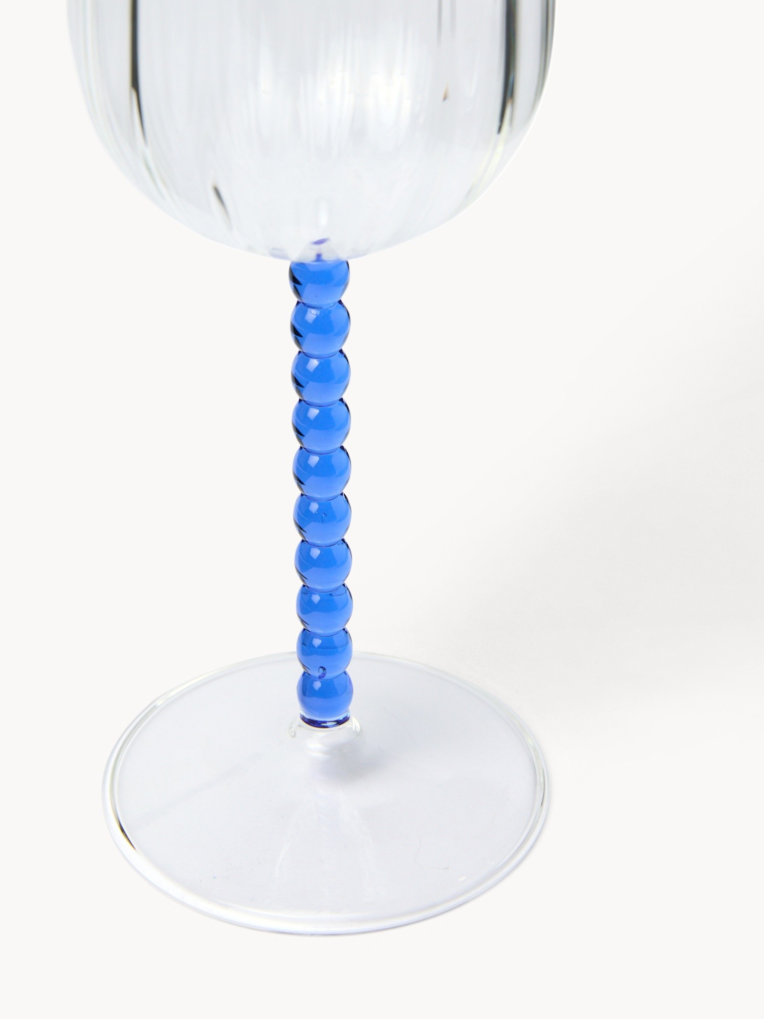 Calice in vetro stelo colorato, Blu, large image number 1