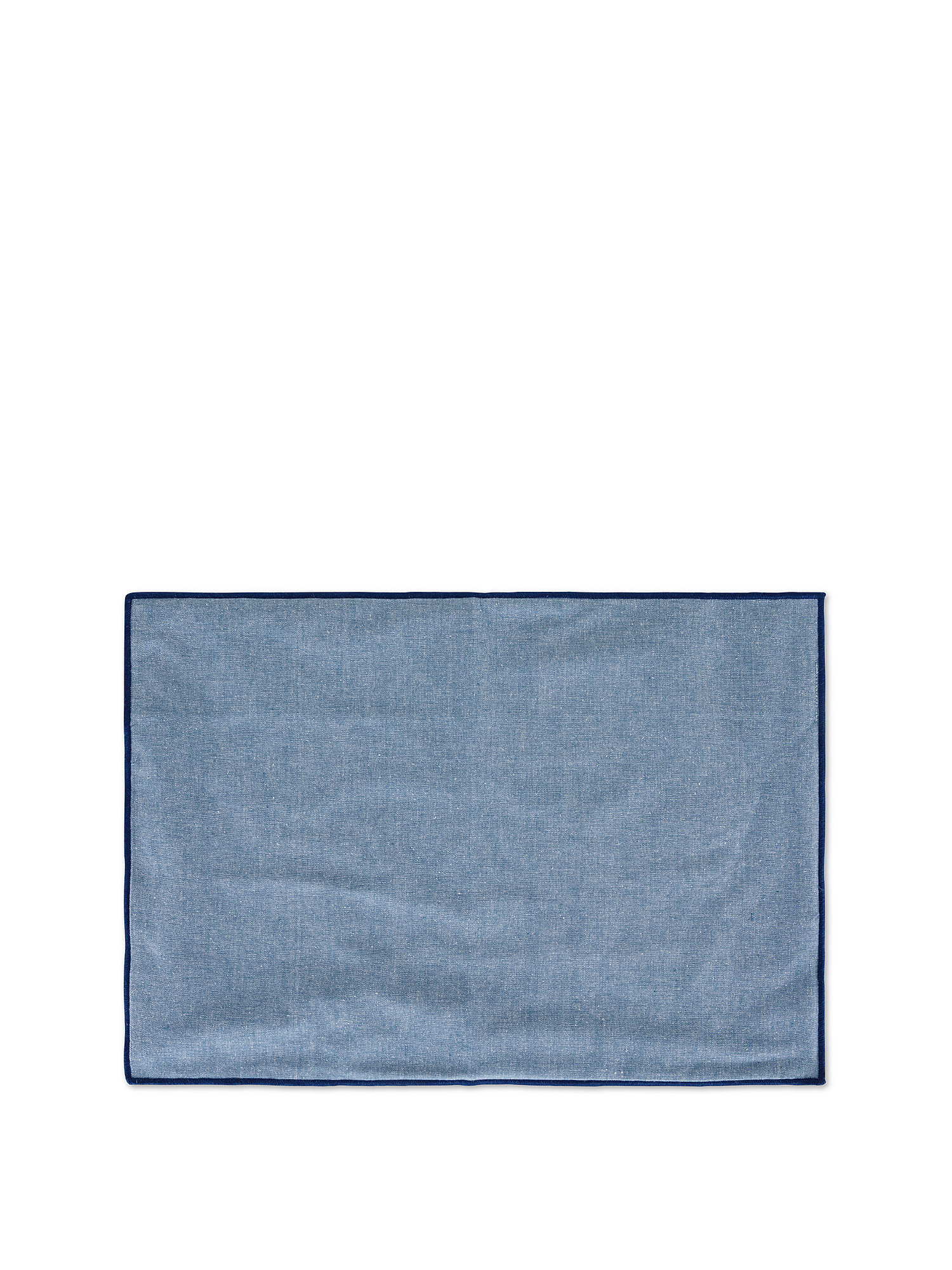 Chambre cotton placemat with contrasting hem, Blue, large image number 0
