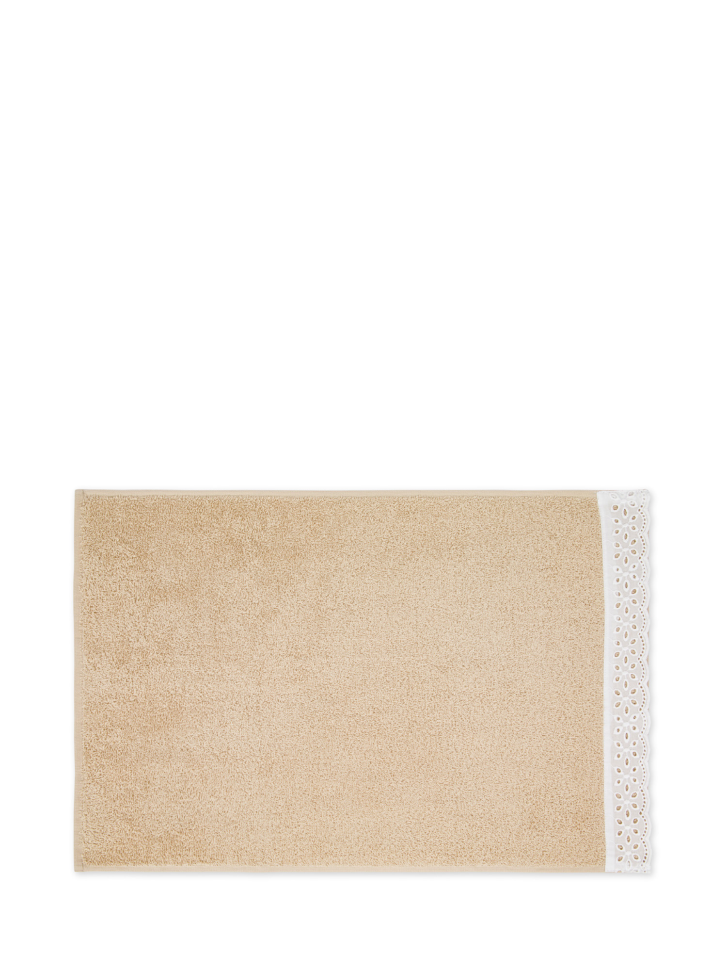 Asciugamano in spugna di cotone con bordo Sangallo, Beige, large image number 1