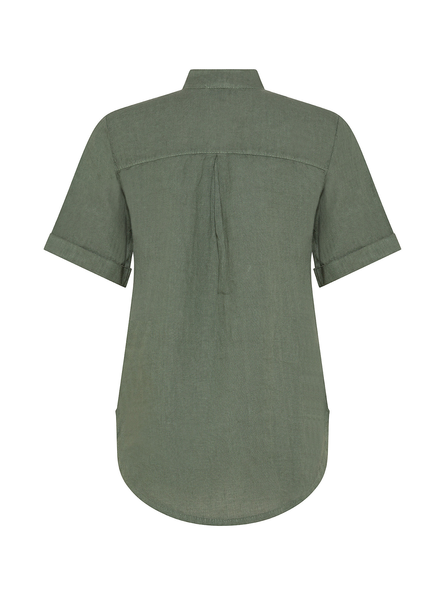 Koan - Linen blouse with mandarin collar, Dark Green, large image number 1