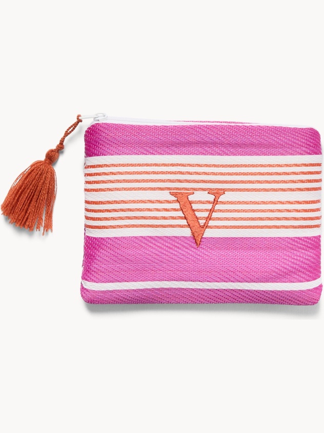 Pochette con lettera ricamata V