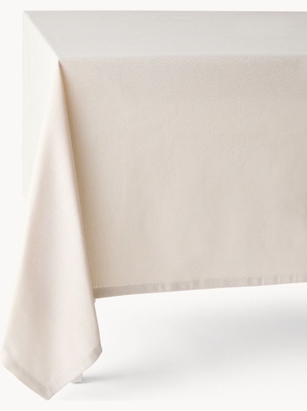 Tovaglia in cotone e lurex con orlo ajour