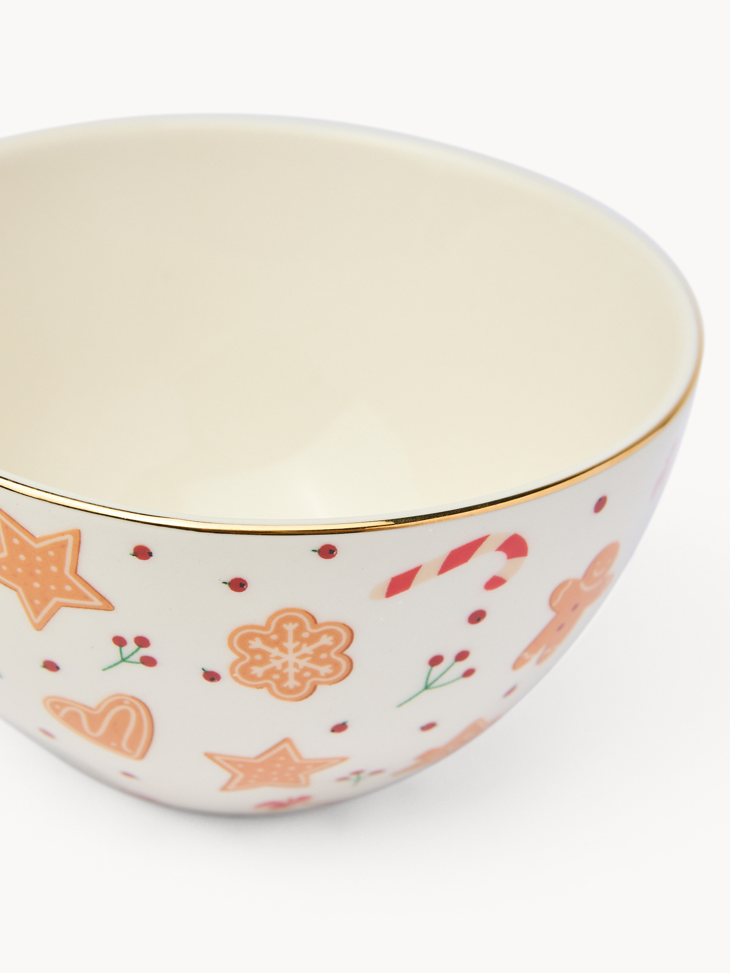Coppetta in stoneware motivo gingerbread, Bianco, large image number 1